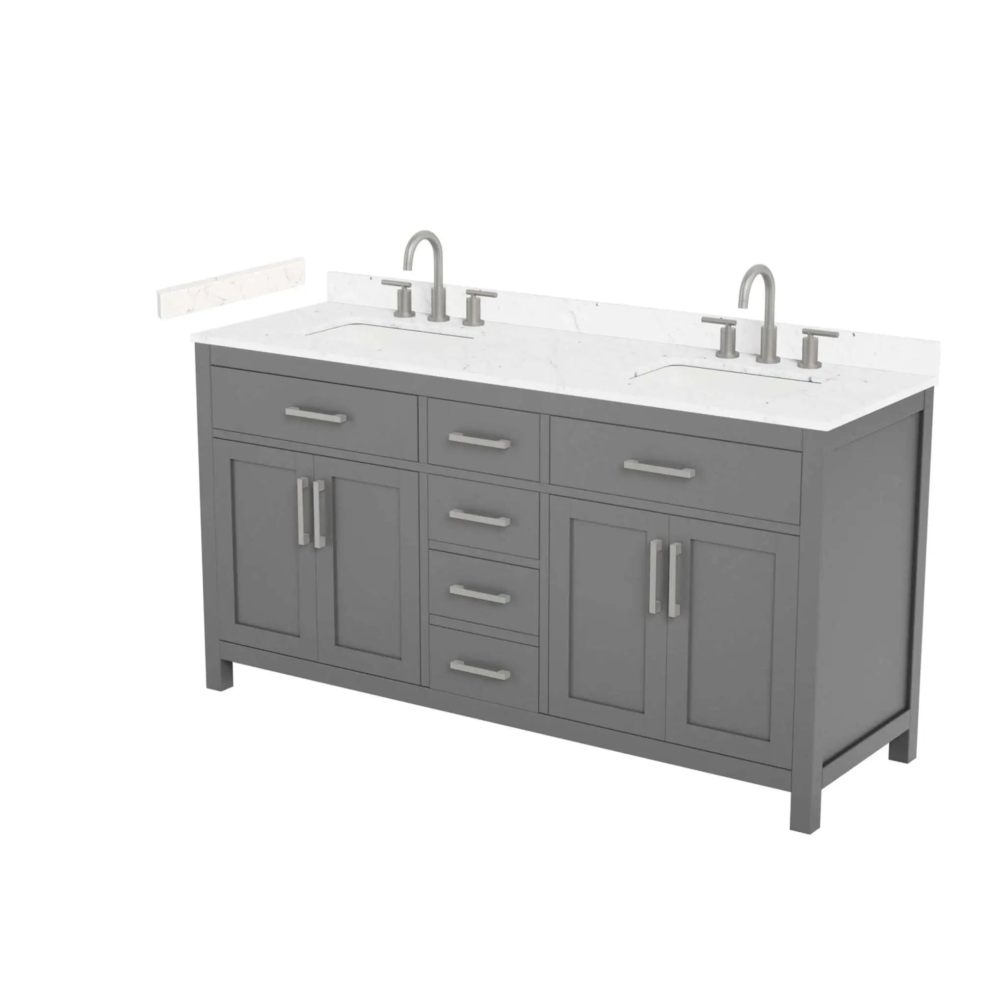66" Beckett Double Bathroom Vanity in Dark Gray with Brushed Nickel Trim by Wyndham