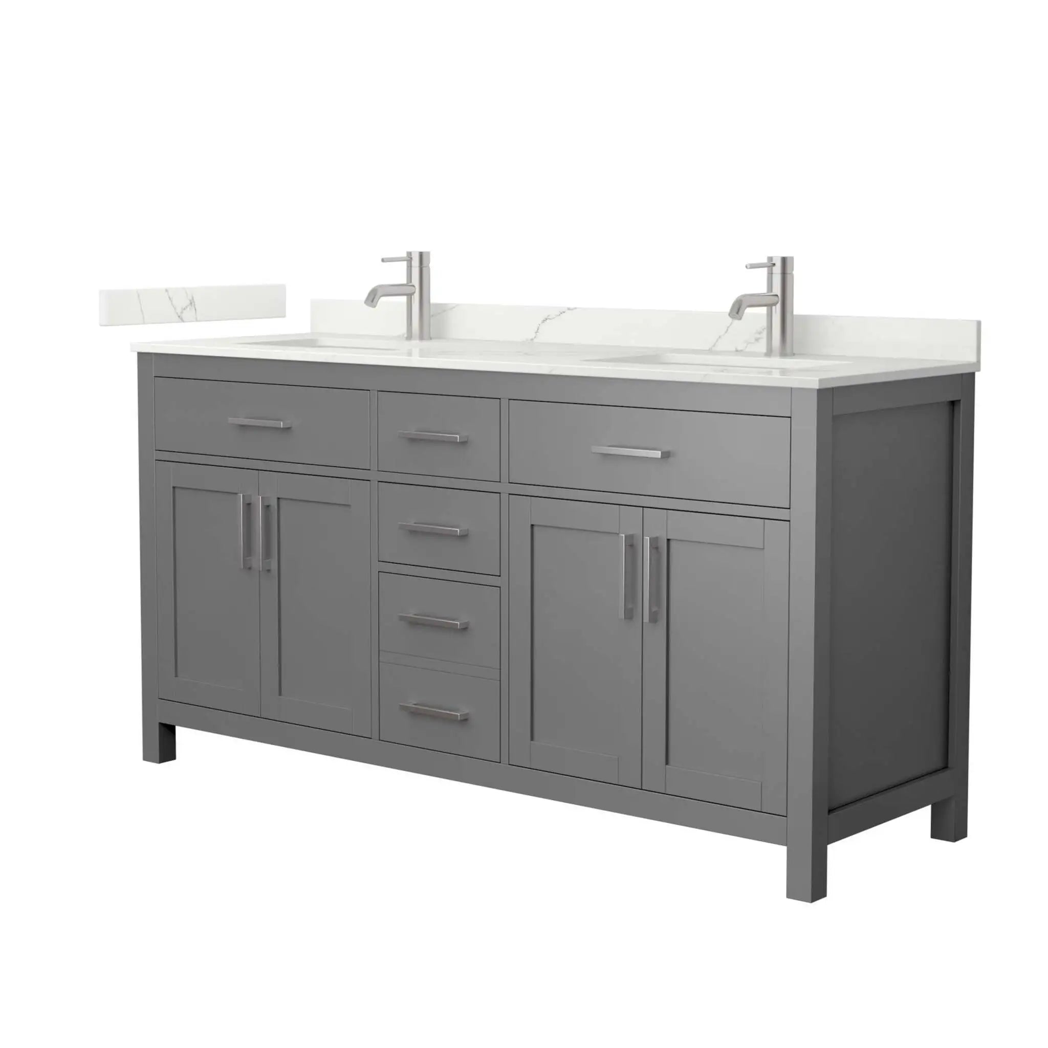 66" Beckett Double Bathroom Vanity in Dark Gray with Brushed Nickel Trim by Wyndham