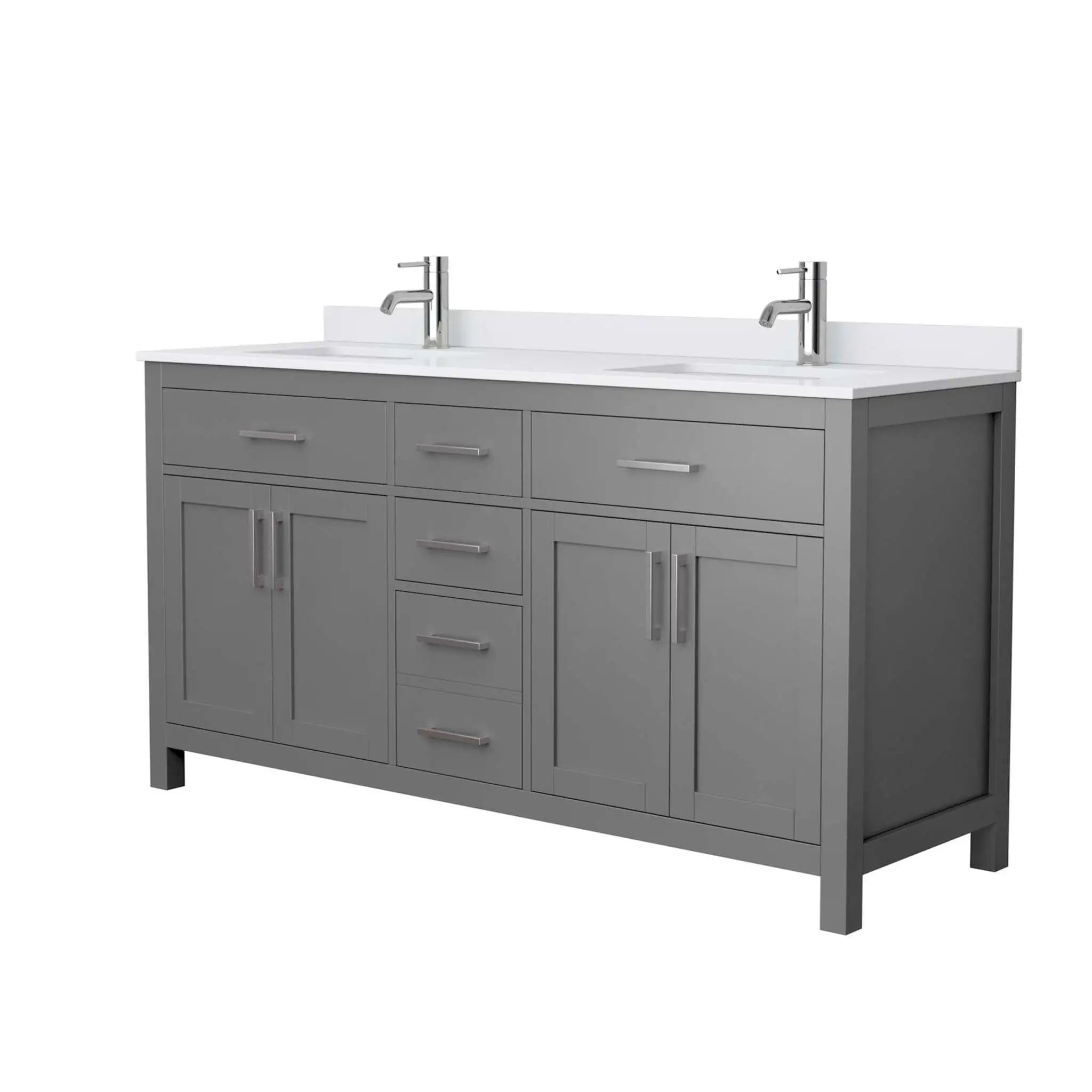 66" Beckett Double Bathroom Vanity in Dark Gray with Brushed Nickel Trim by Wyndham
