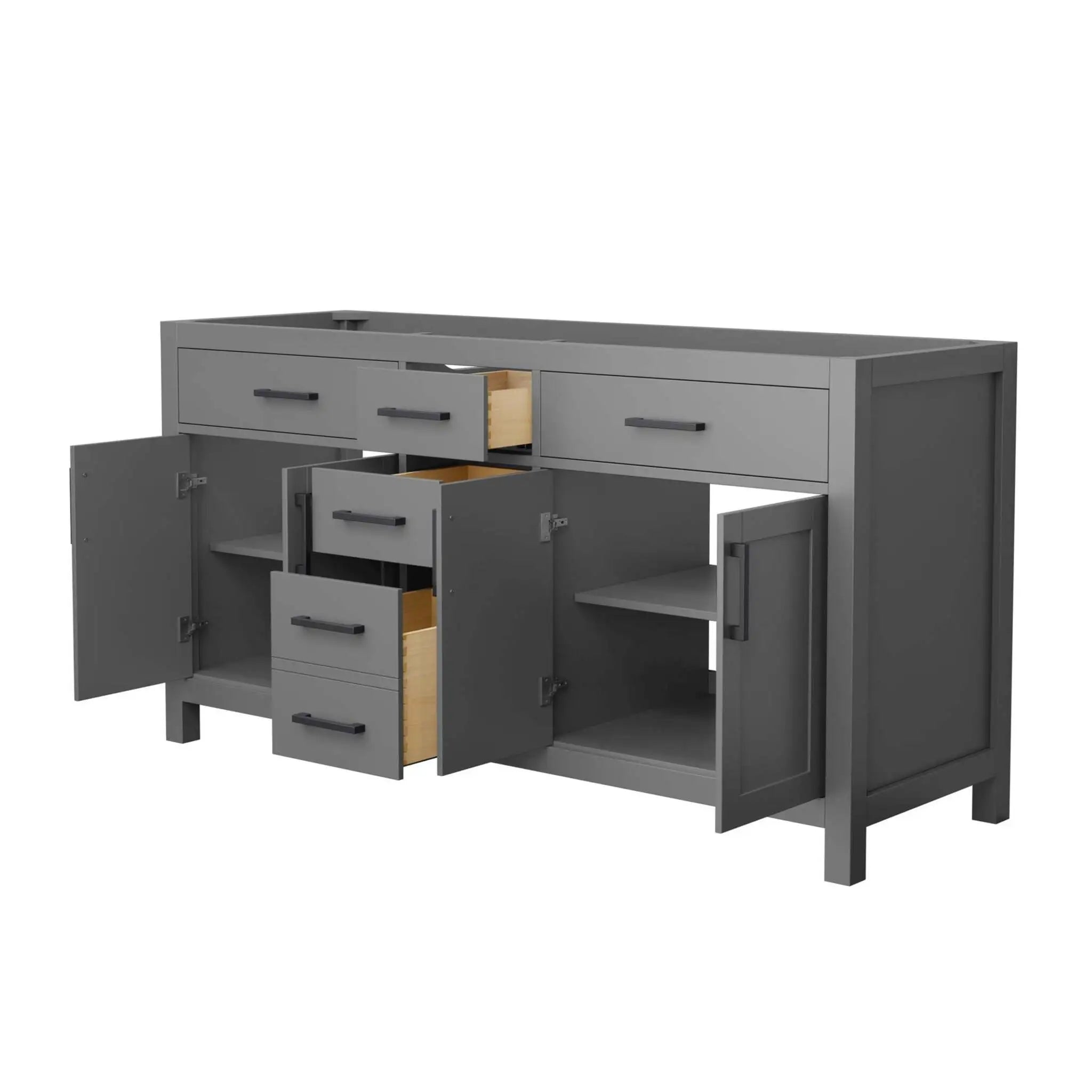 66" Beckett Double Bathroom Vanity in Dark Gray with Matte Black Trim by Wyndham