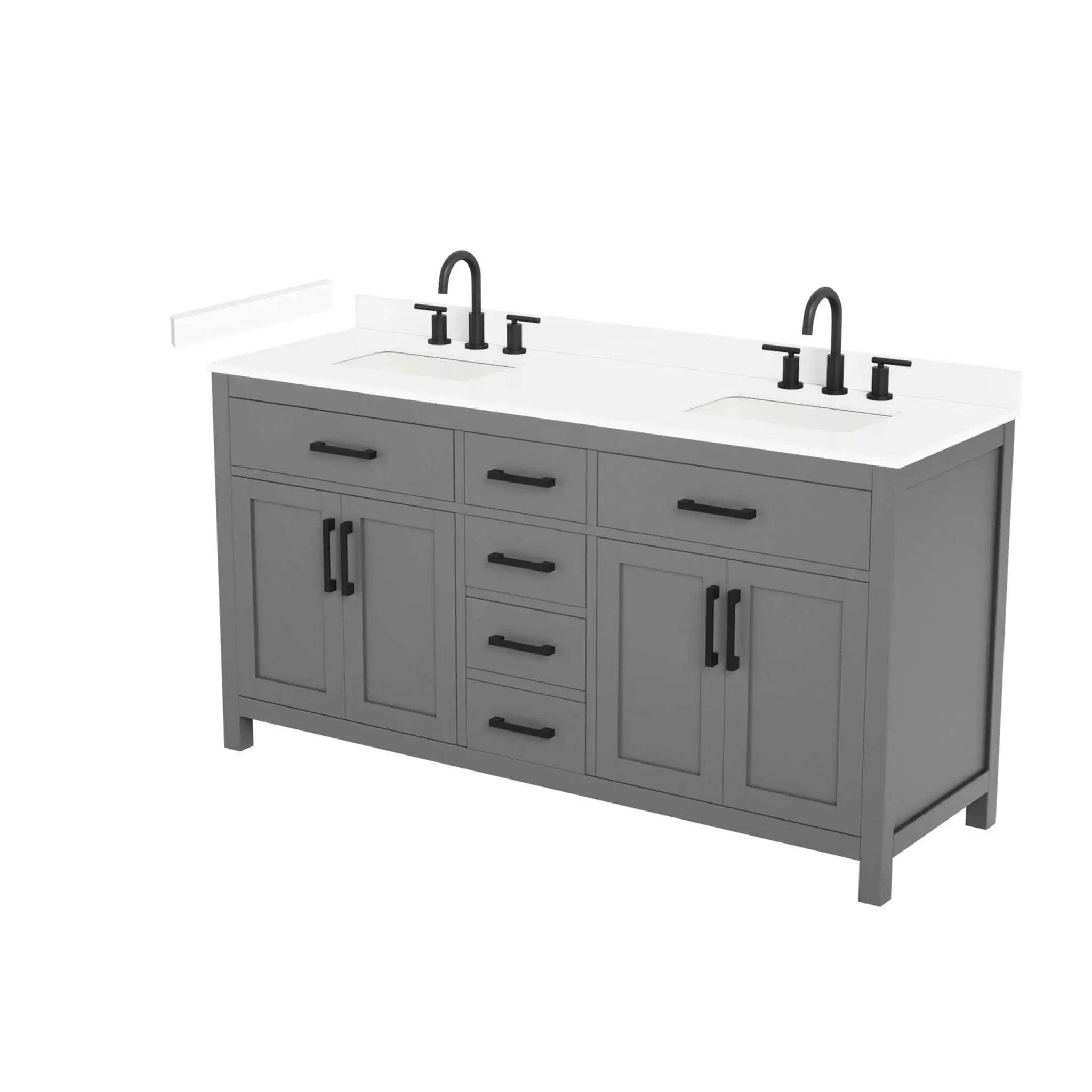 66" Beckett Double Bathroom Vanity in Dark Gray with Matte Black Trim by Wyndham