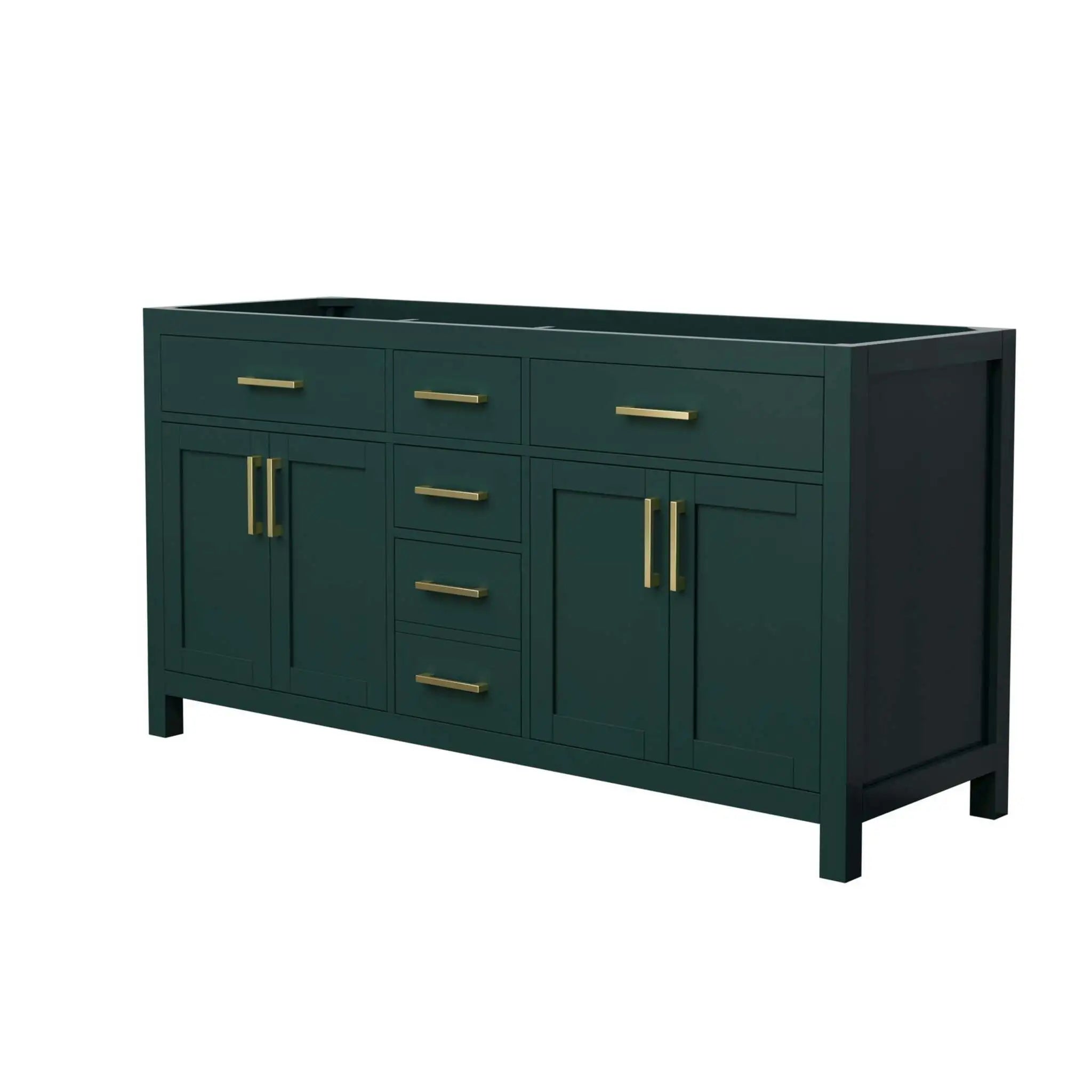 66" Beckett Double Bathroom Vanity in Green with Brushed Gold Trim by Wyndham