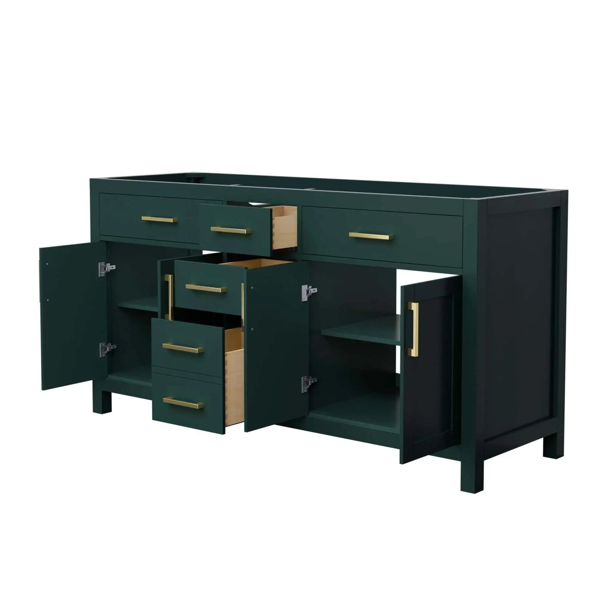 66" Beckett Double Bathroom Vanity in Green with Brushed Gold Trim by Wyndham