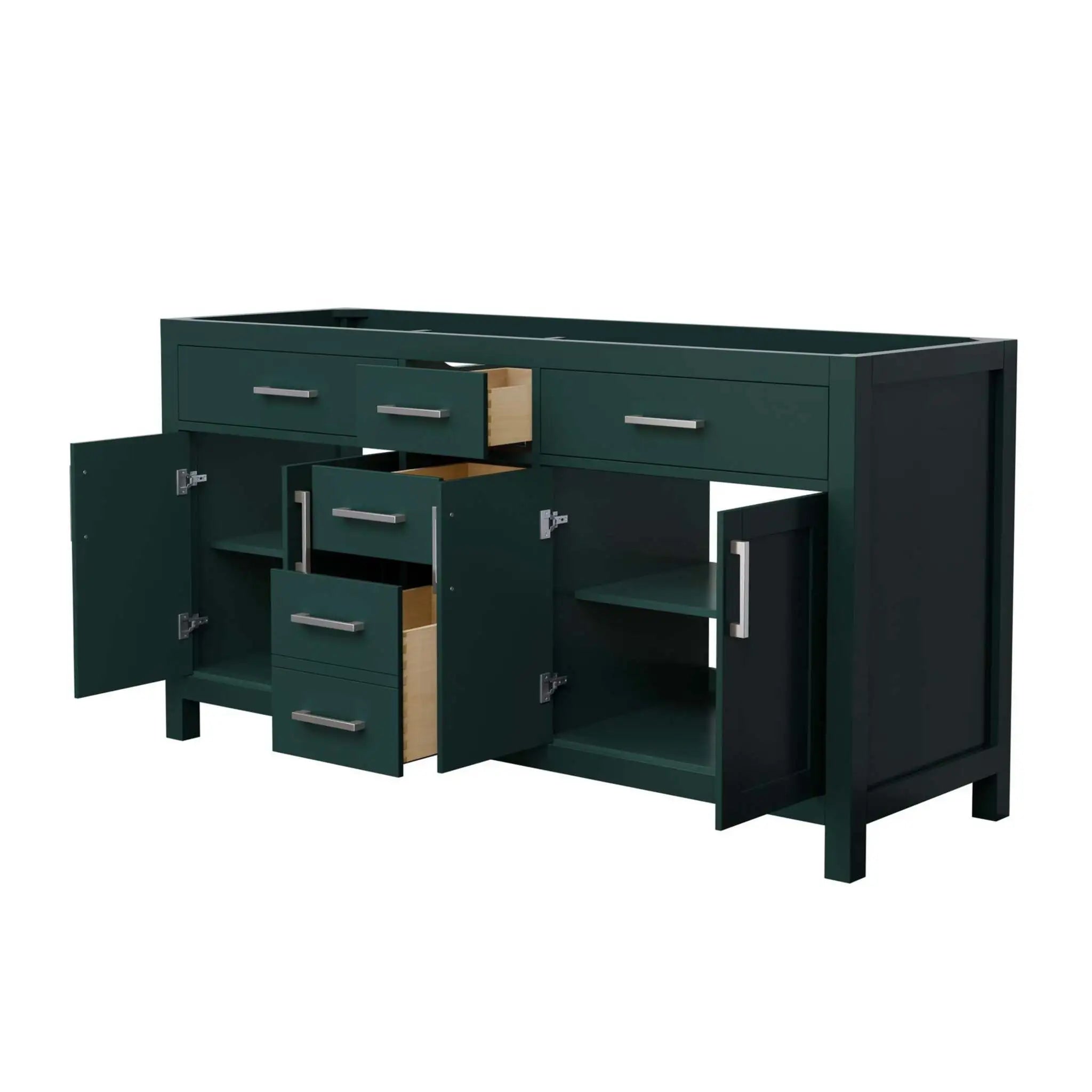 66" Beckett Double Bathroom Vanity in Green with Brushed Nickel Trim by Wyndham