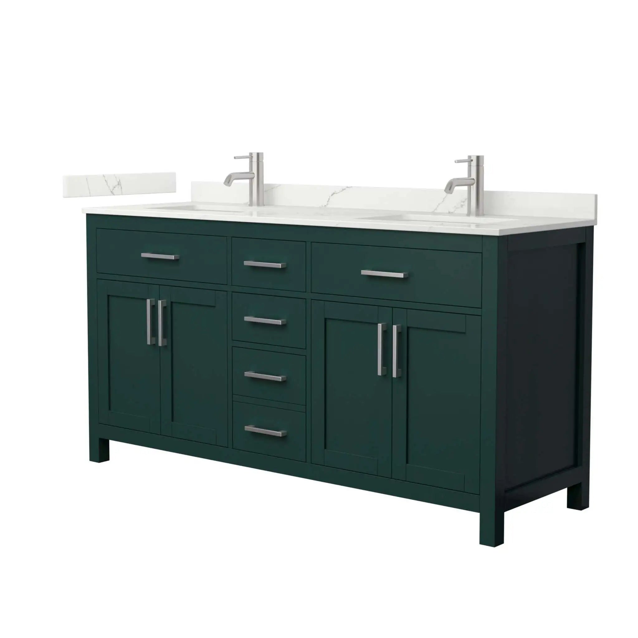 66" Beckett Double Bathroom Vanity in Green with Brushed Nickel Trim by Wyndham