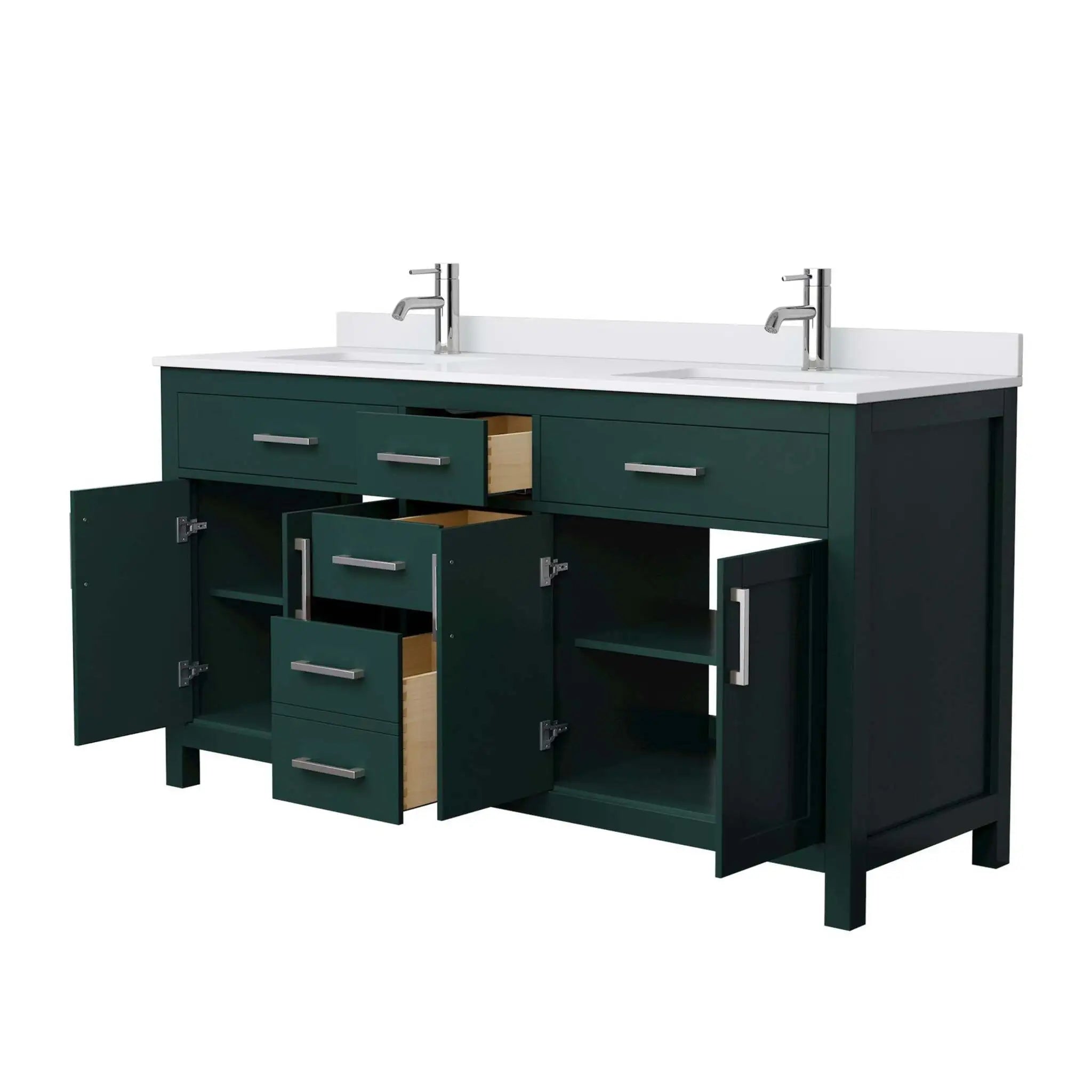 66" Beckett Double Bathroom Vanity in Green with Brushed Nickel Trim by Wyndham