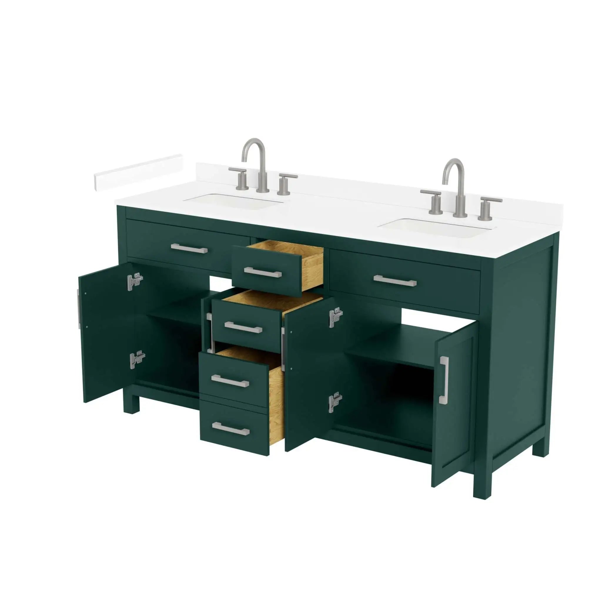 66" Beckett Double Bathroom Vanity in Green with Brushed Nickel Trim by Wyndham