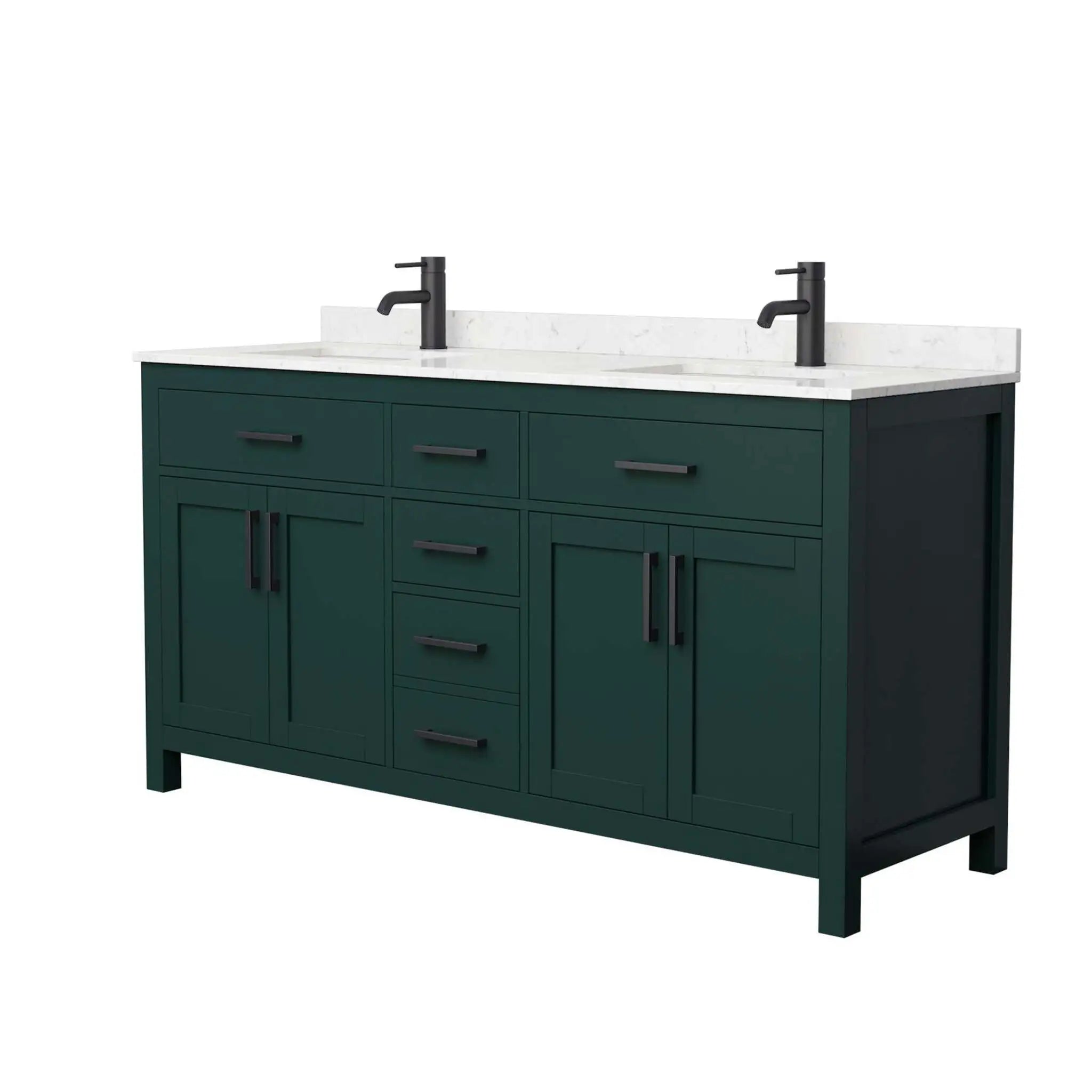 66" Beckett Double Bathroom Vanity in Green with Matte Black Trim by Wyndham