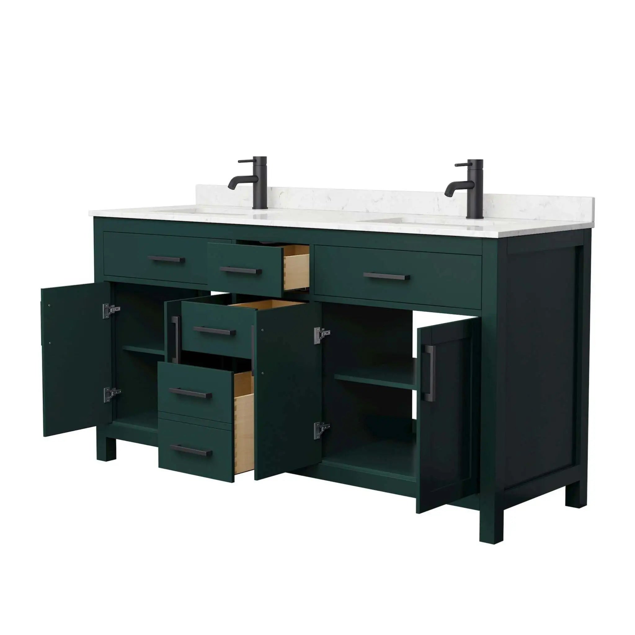 66" Beckett Double Bathroom Vanity in Green with Matte Black Trim by Wyndham