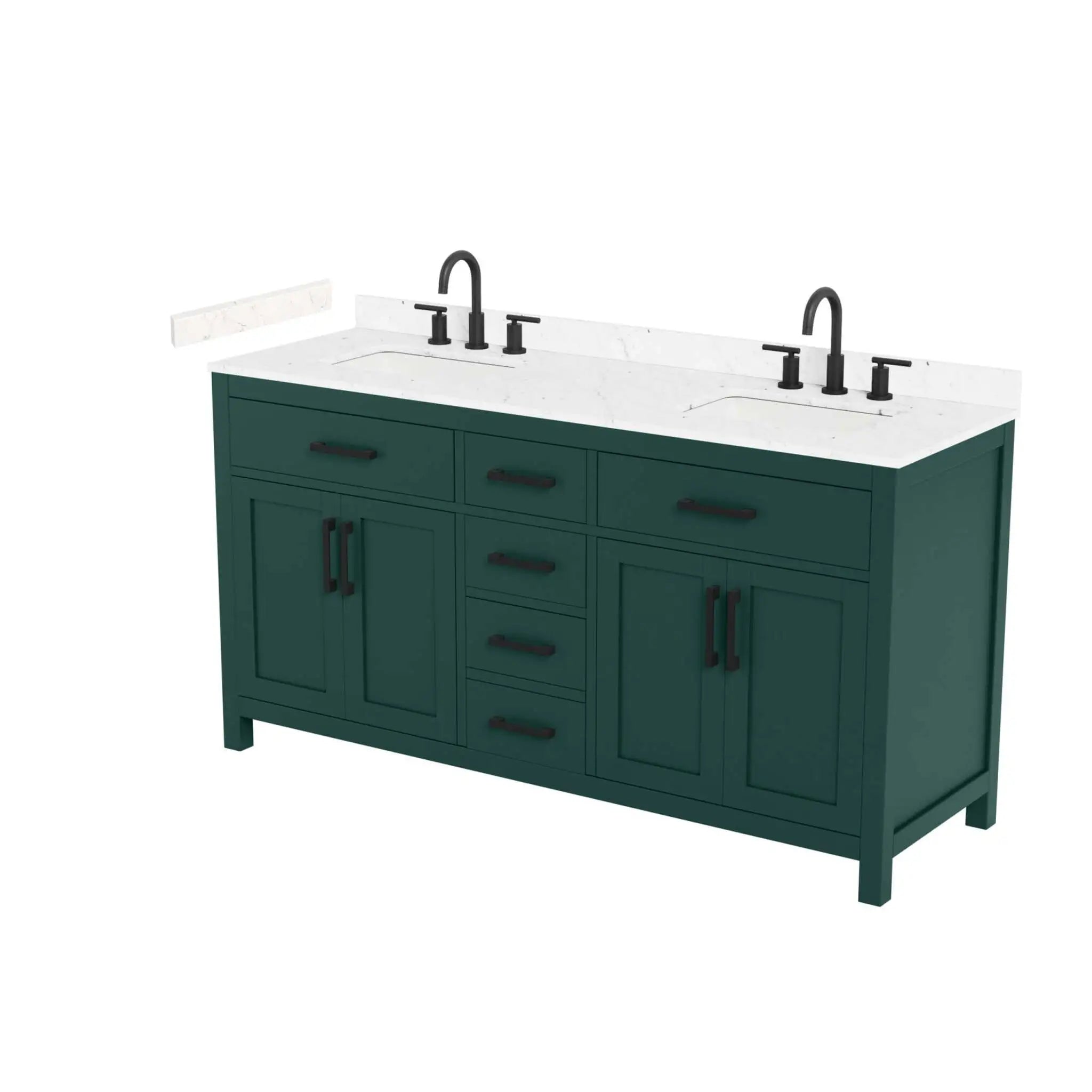 66" Beckett Double Bathroom Vanity in Green with Matte Black Trim by Wyndham