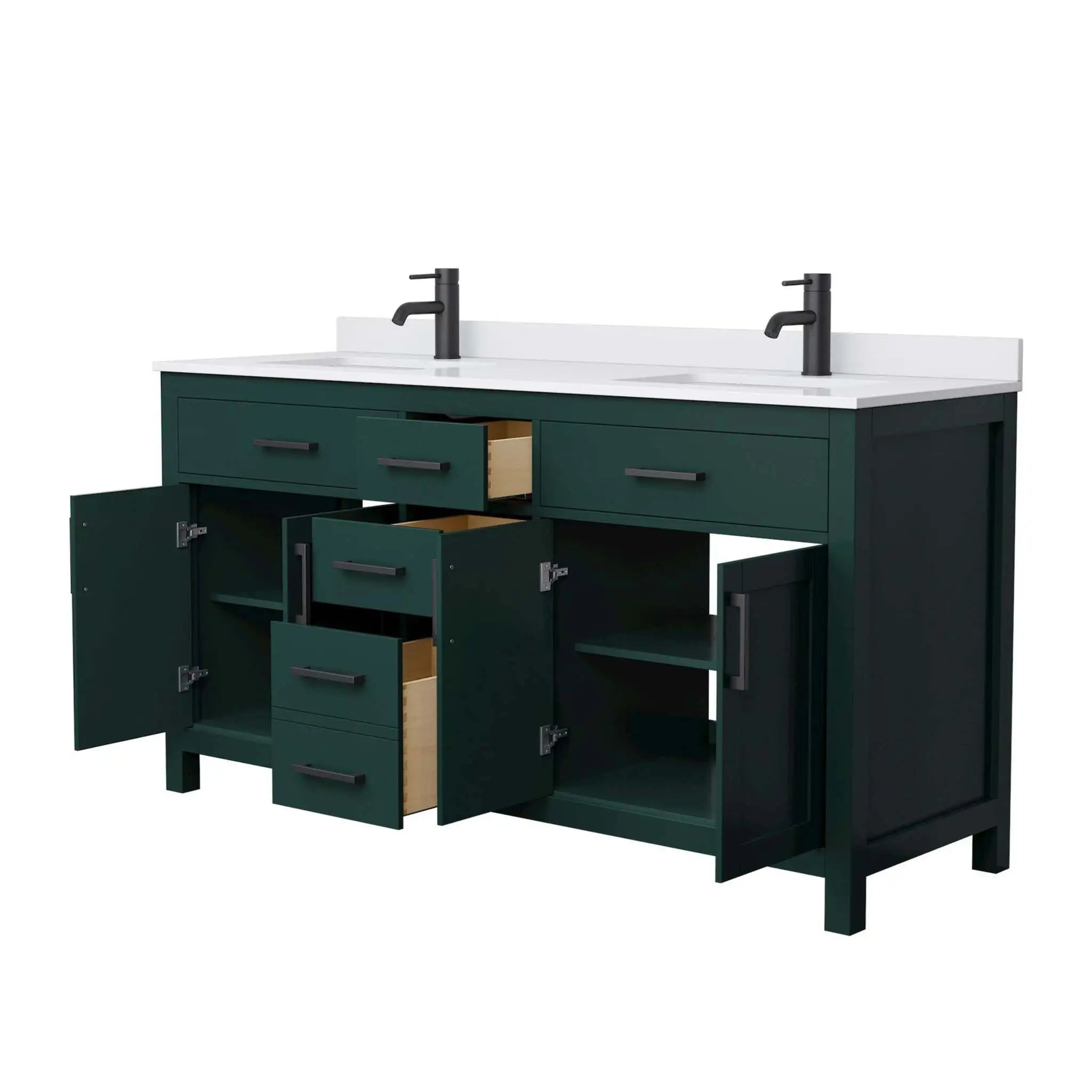 66" Beckett Double Bathroom Vanity in Green with Matte Black Trim by Wyndham