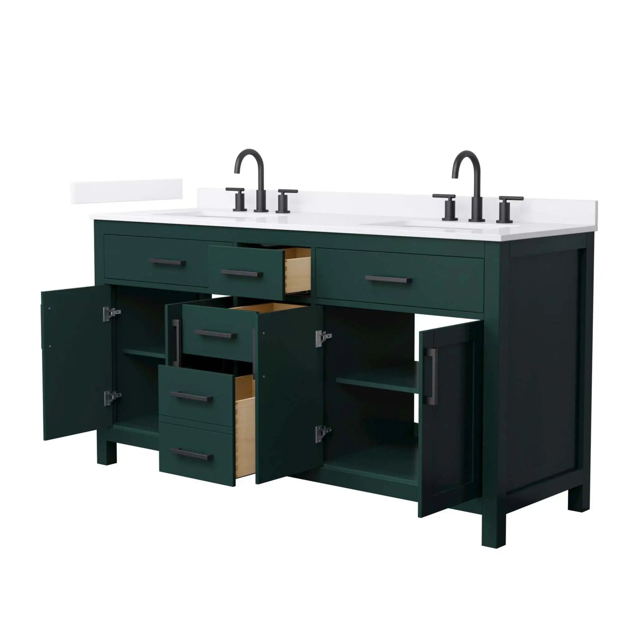66" Beckett Double Bathroom Vanity in Green with Matte Black Trim by Wyndham