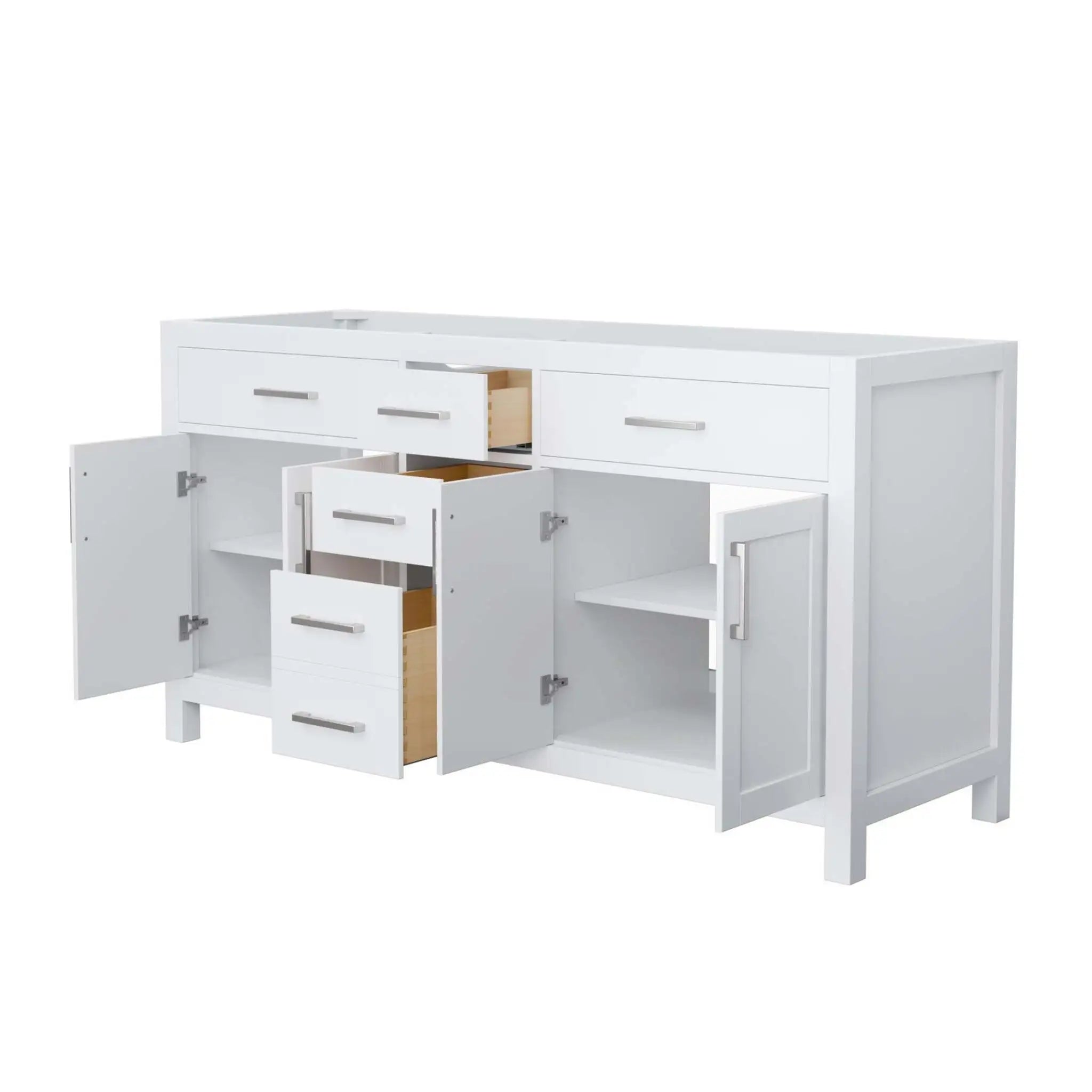 66" Beckett Double Bathroom Vanity in White with Brushed Nickel Trim by Wyndham