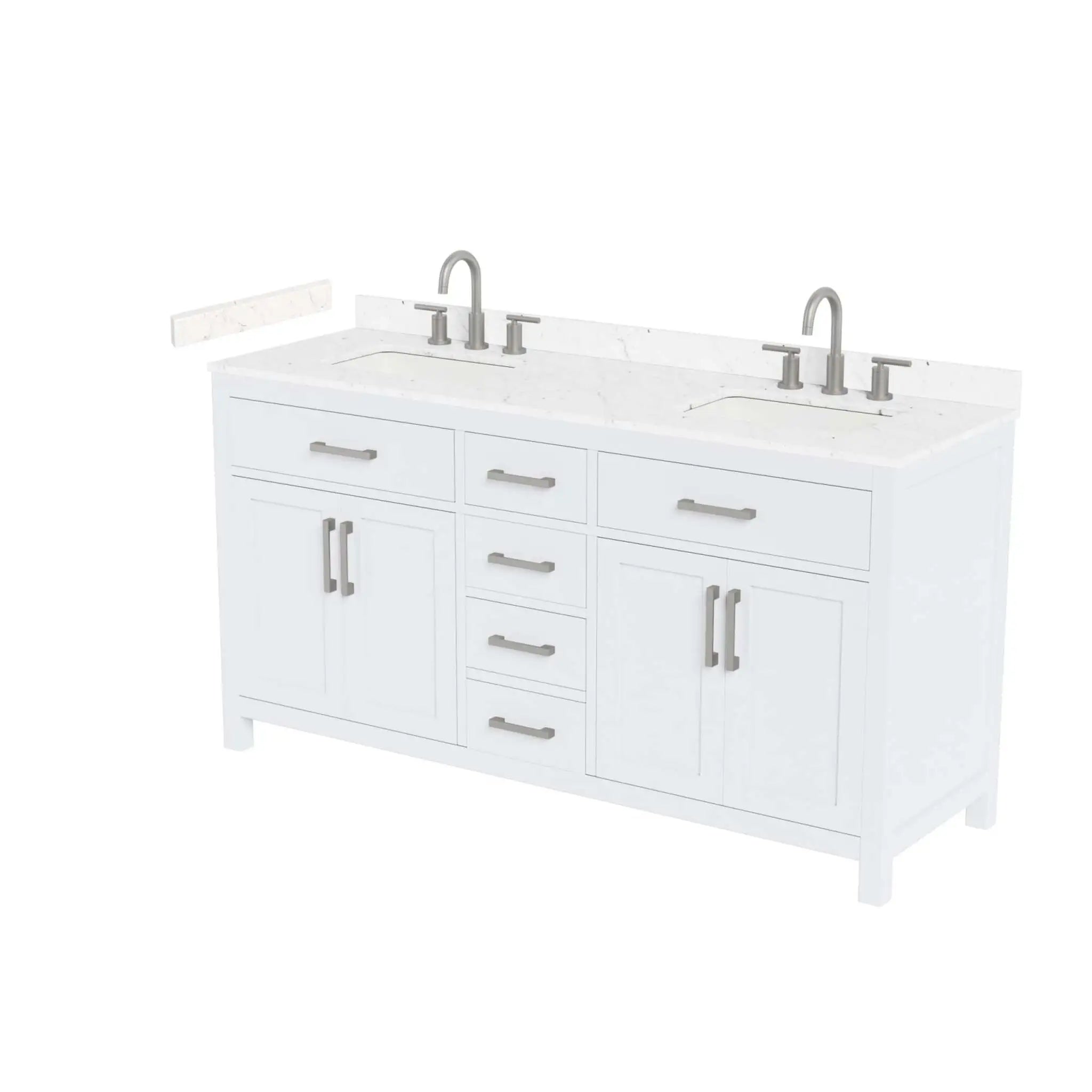 66" Beckett Double Bathroom Vanity in White with Brushed Nickel Trim by Wyndham