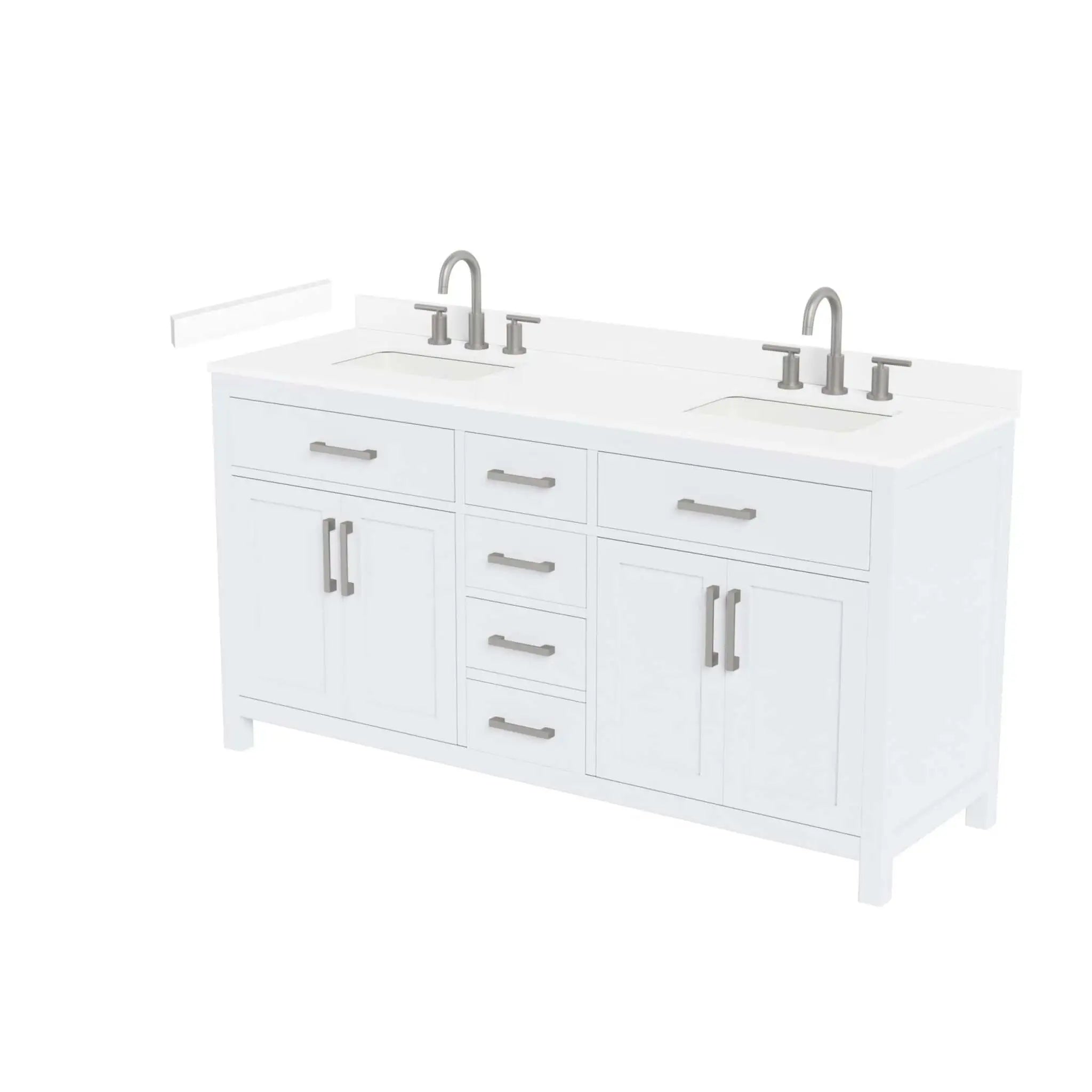 66" Beckett Double Bathroom Vanity in White with Brushed Nickel Trim by Wyndham