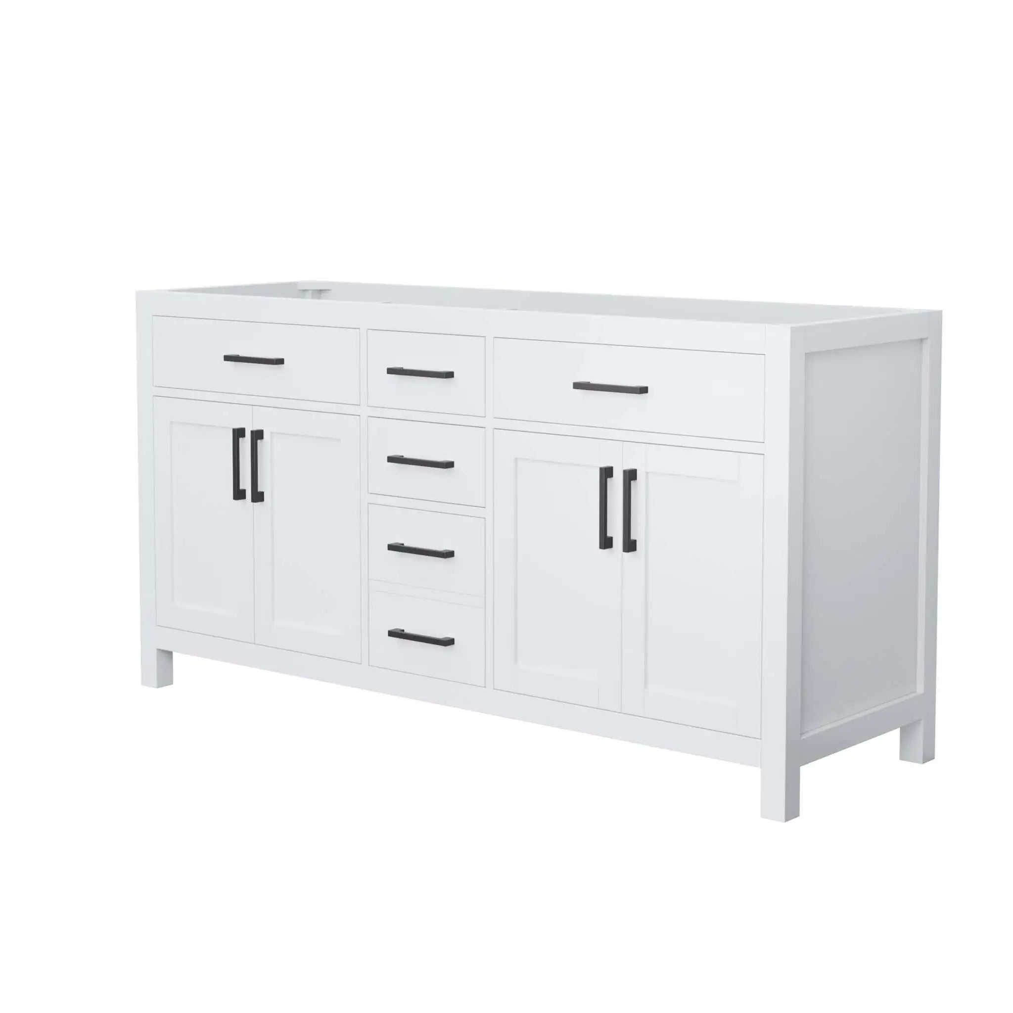 66" Beckett Double Bathroom Vanity in White with Matte Black Trim by Wyndham
