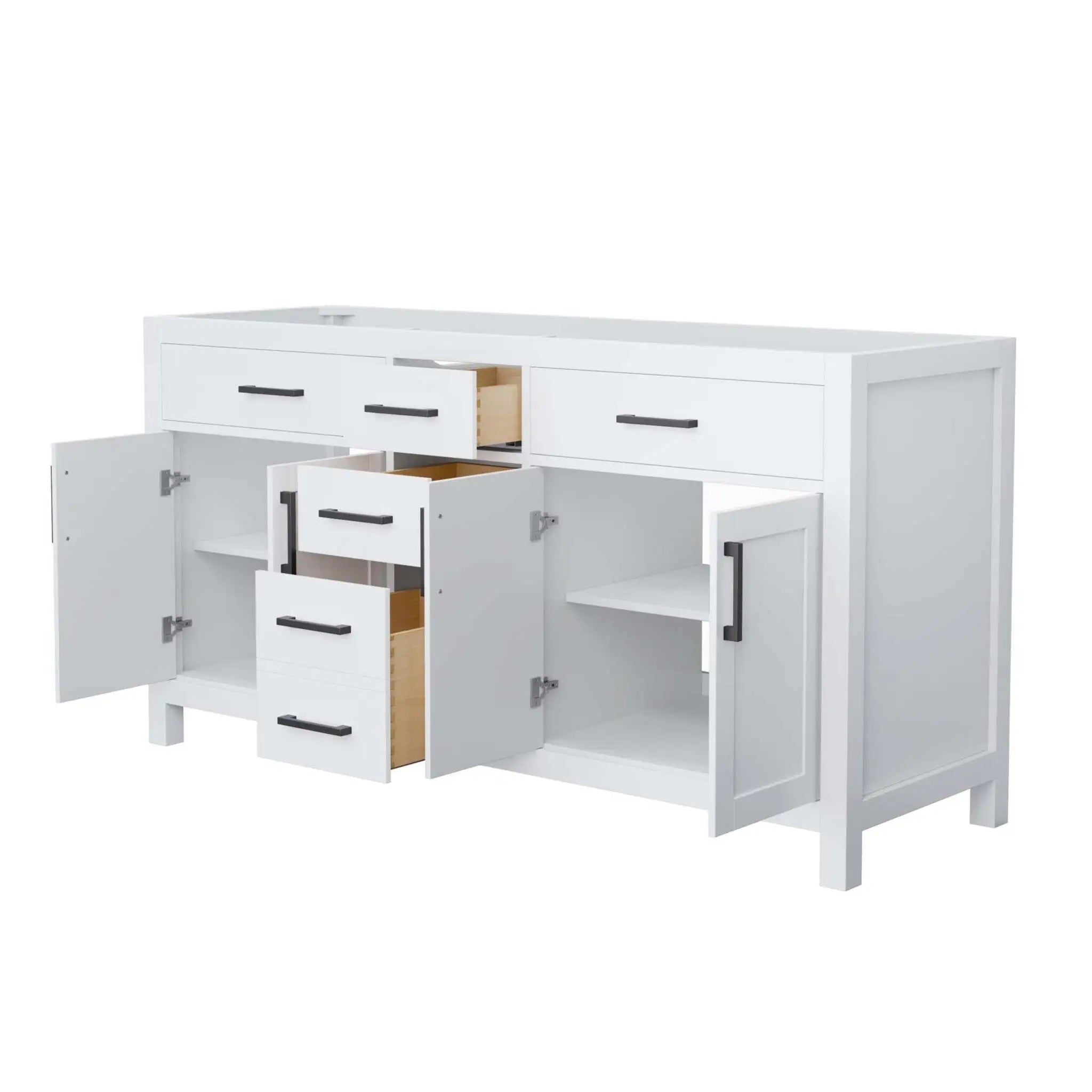 66" Beckett Double Bathroom Vanity in White with Matte Black Trim by Wyndham