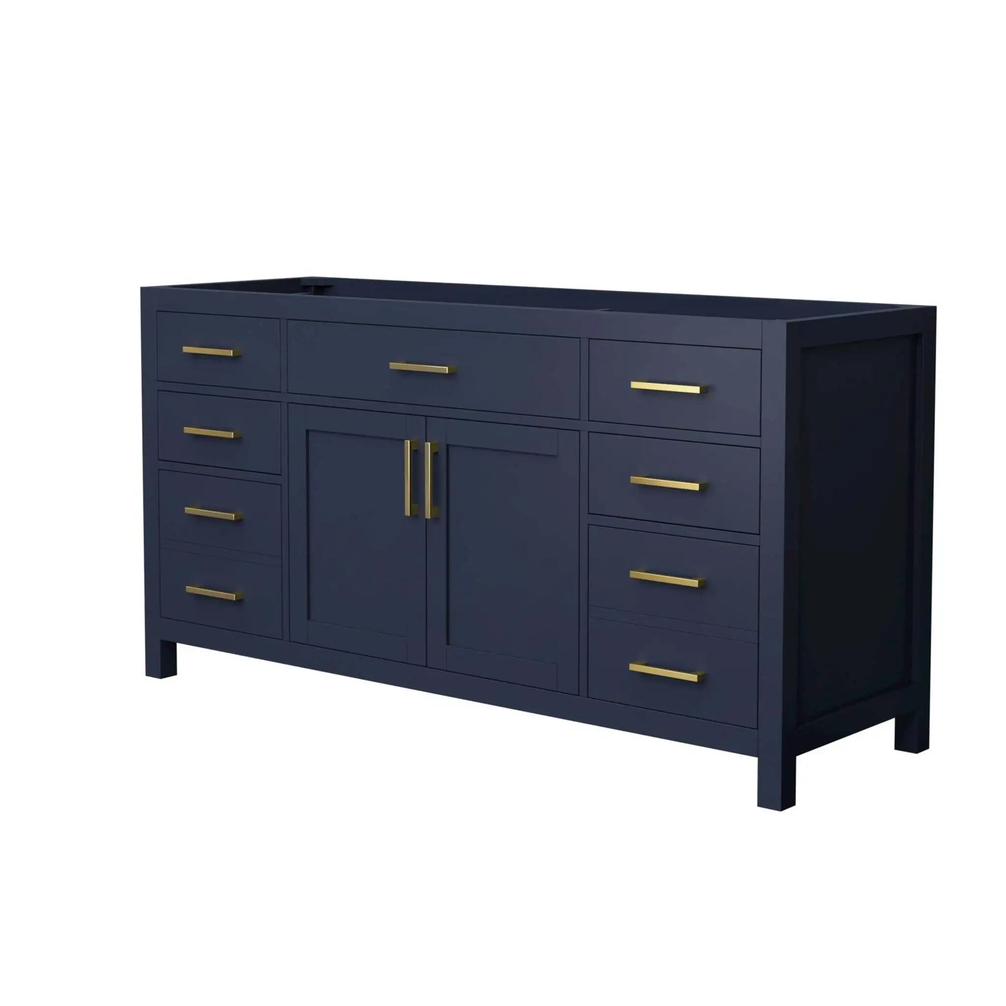 66" Beckett Single Bathroom Vanity in Dark Blue with Brushed Gold Trim by Wyndham