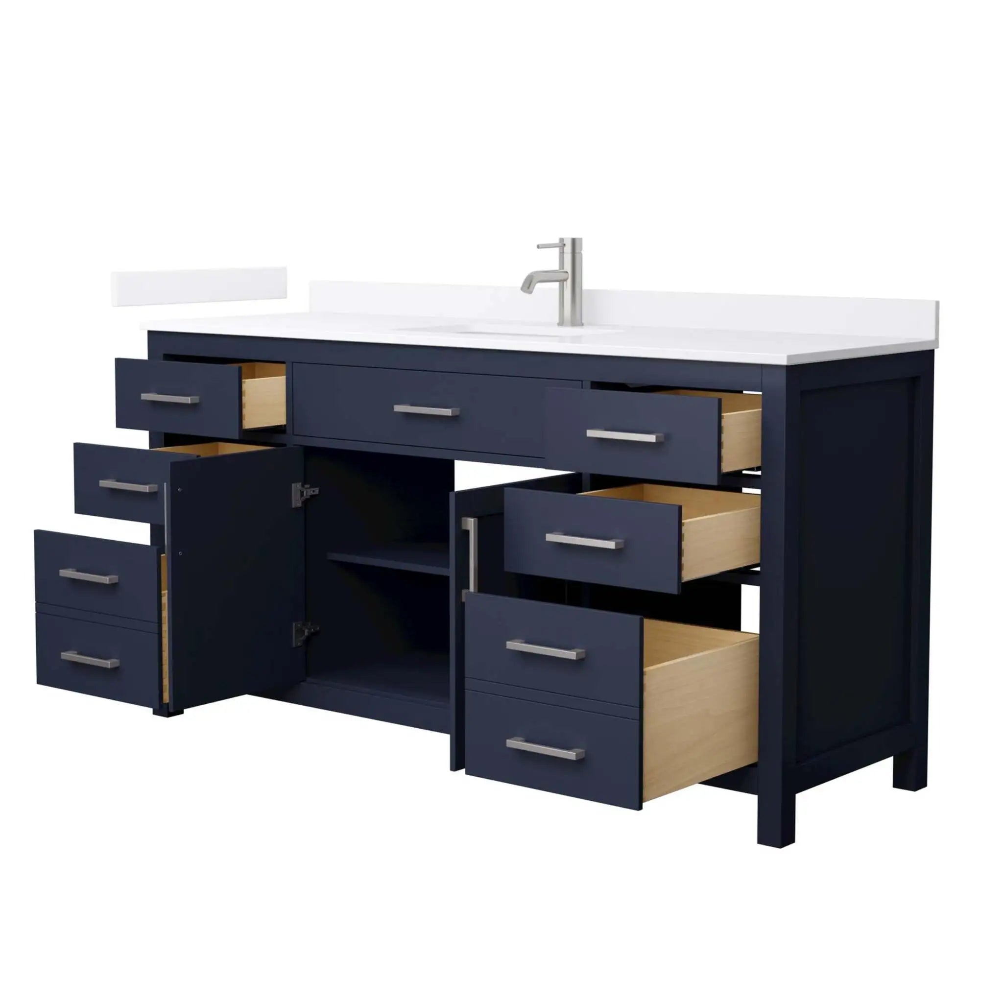66" Beckett Single Bathroom Vanity in Dark Blue with Brushed Nickel Trim by Wyndham