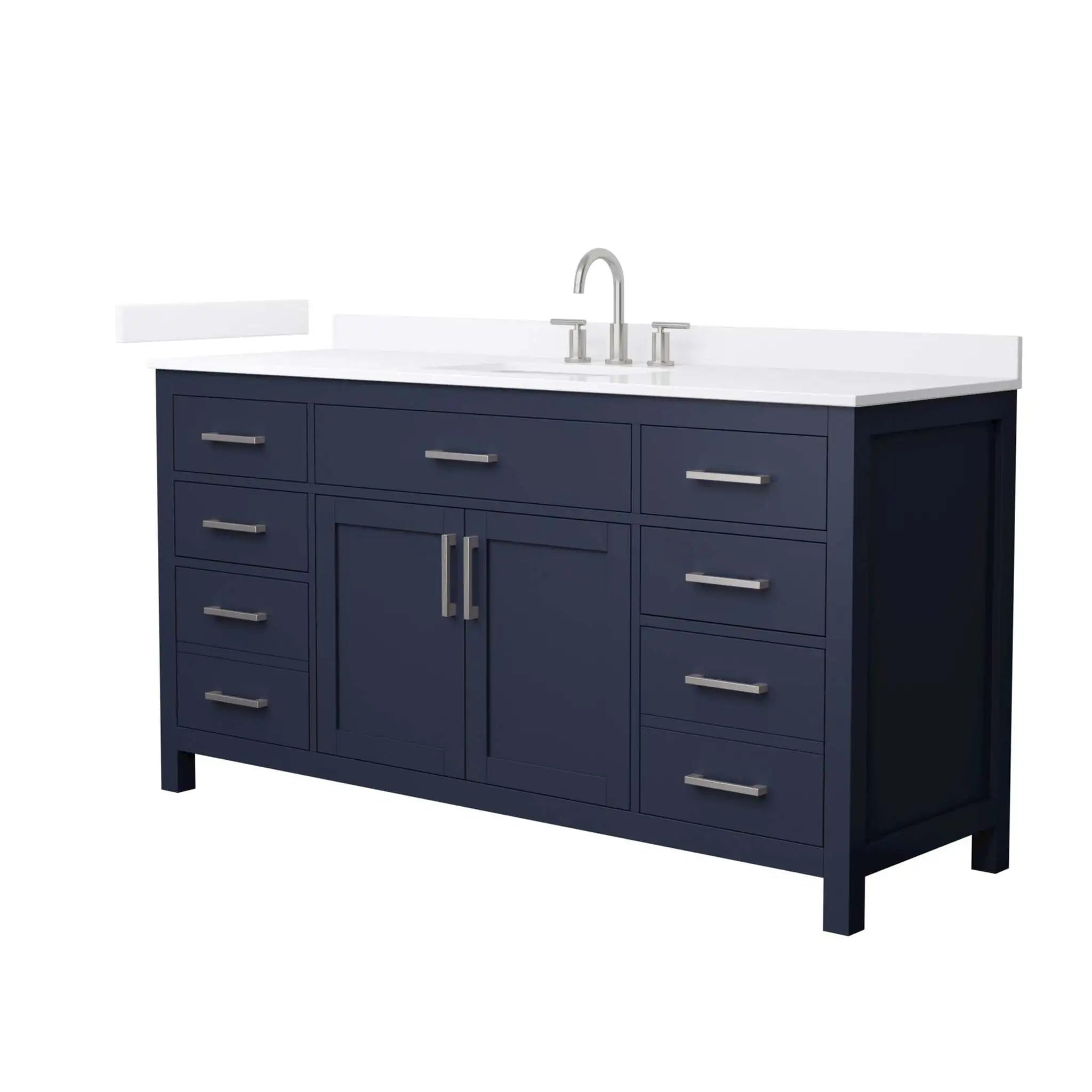 66" Beckett Single Bathroom Vanity in Dark Blue with Brushed Nickel Trim by Wyndham