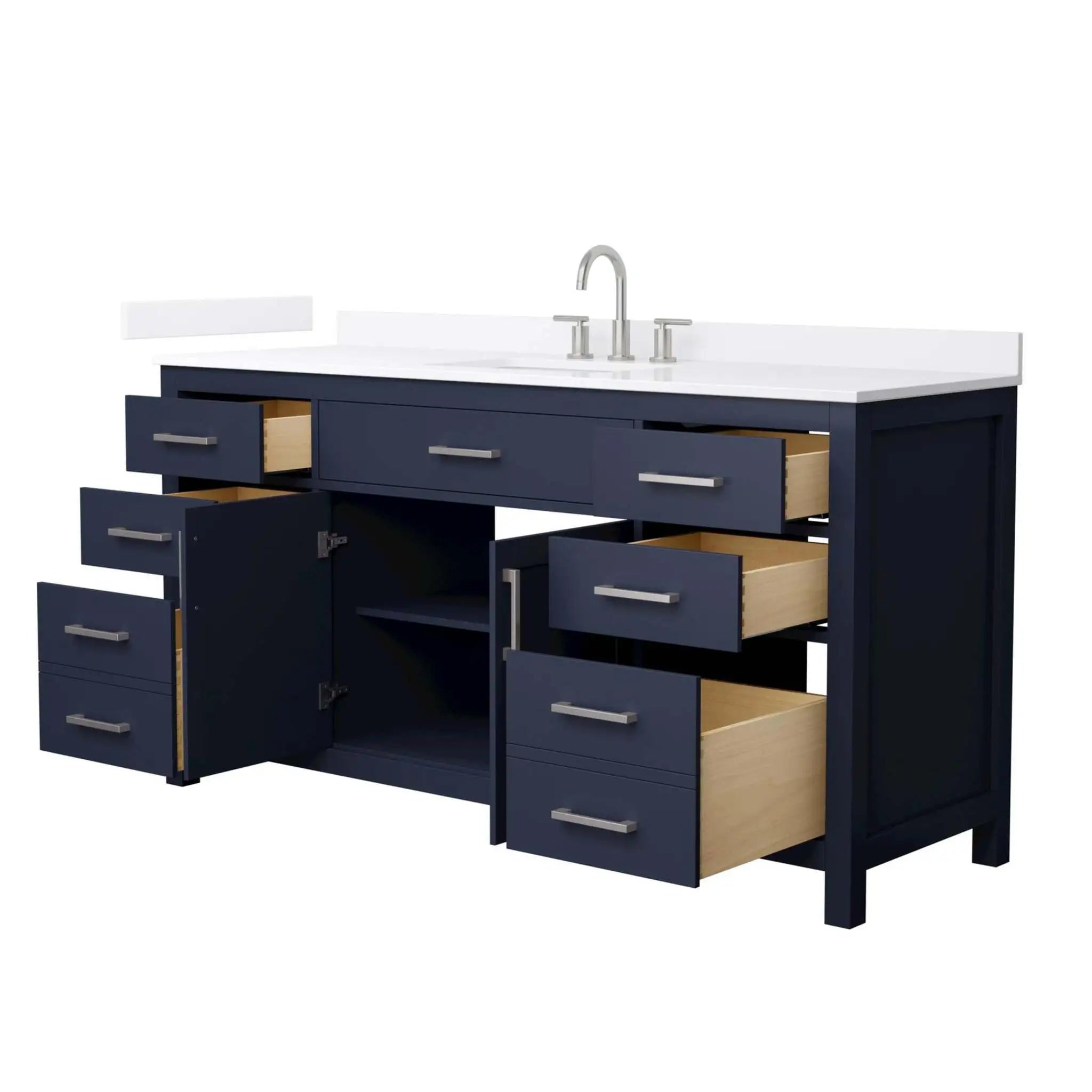 66" Beckett Single Bathroom Vanity in Dark Blue with Brushed Nickel Trim by Wyndham