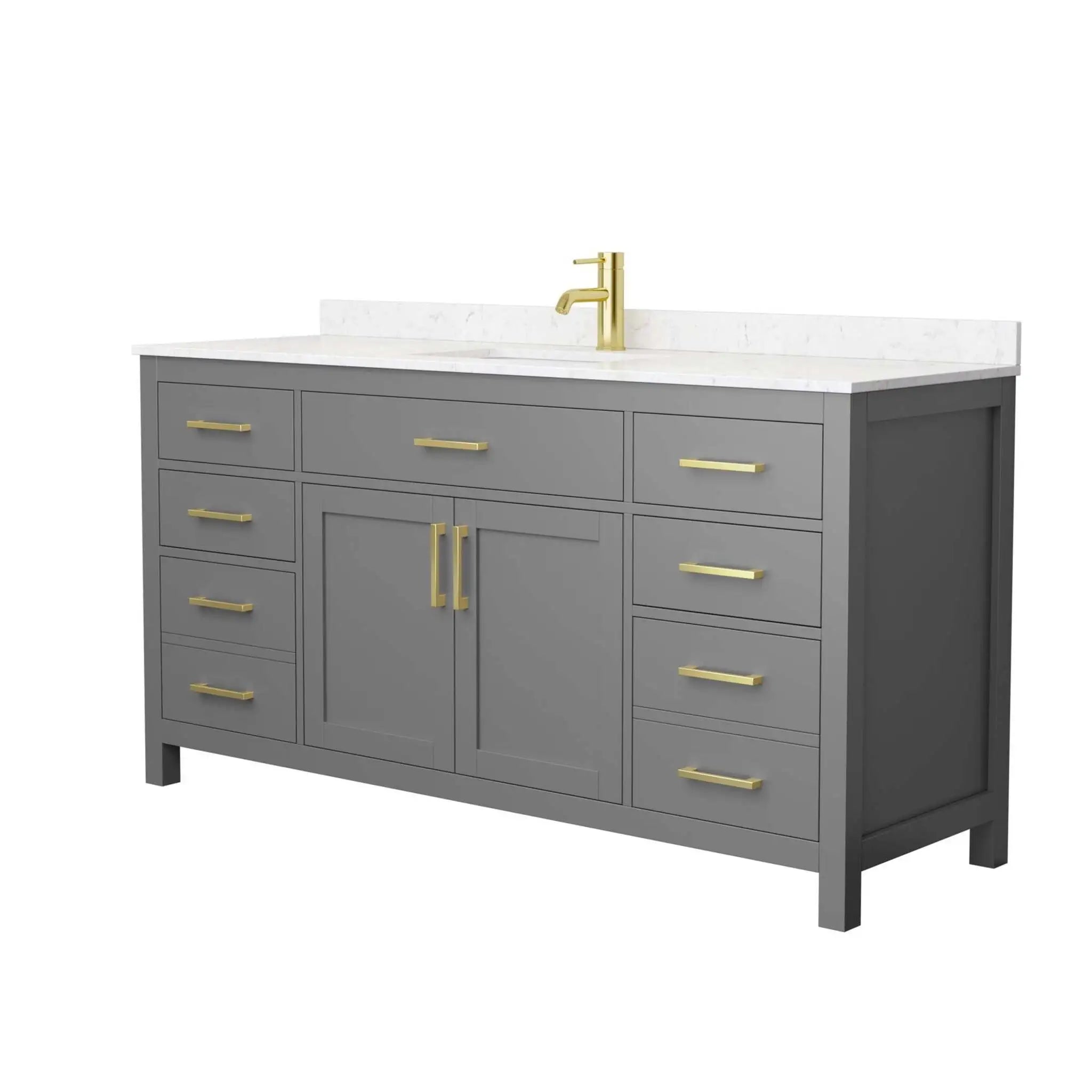 66" Beckett Single Bathroom Vanity in Dark Gray with Brushed Gold Trim by Wyndham