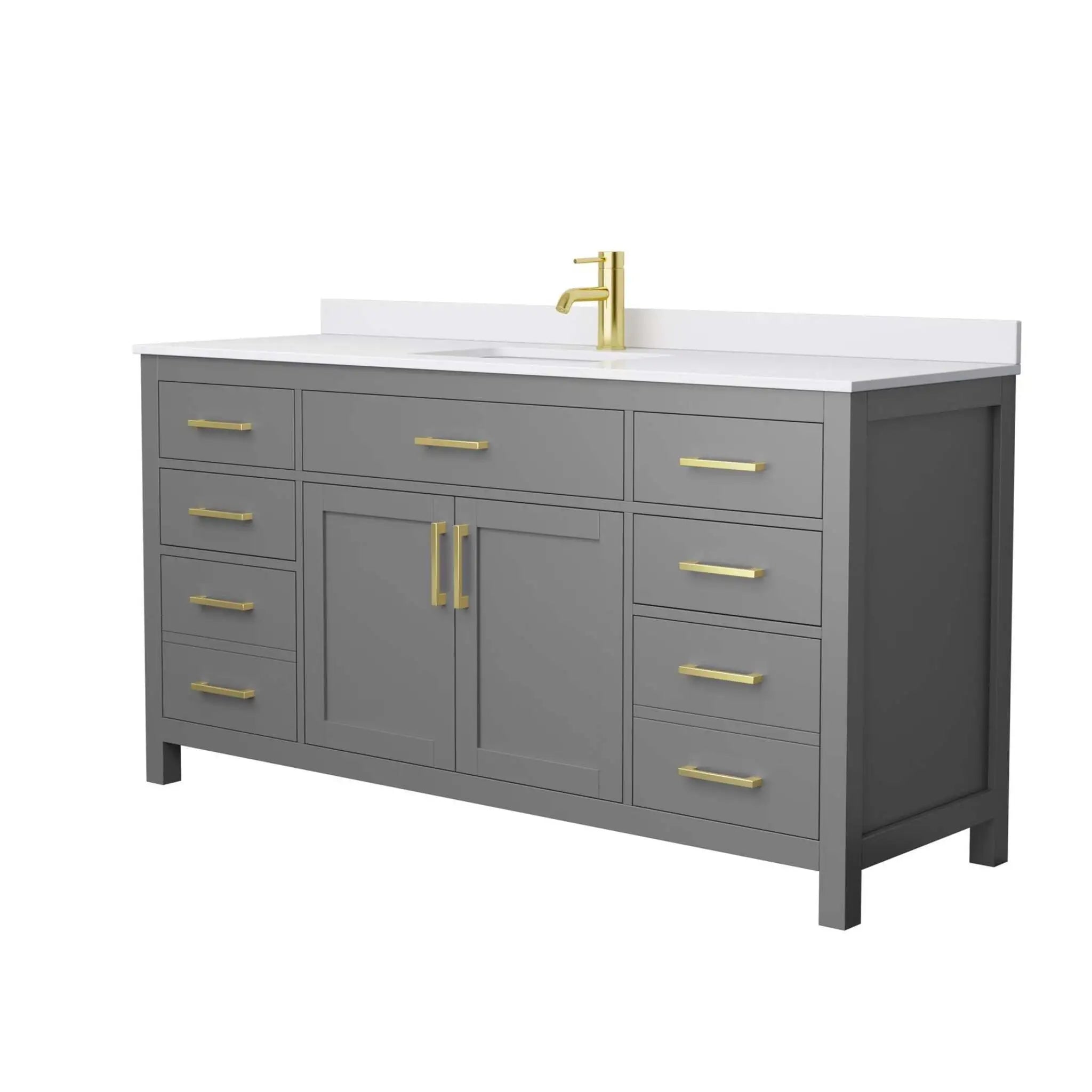 66" Beckett Single Bathroom Vanity in Dark Gray with Brushed Gold Trim by Wyndham