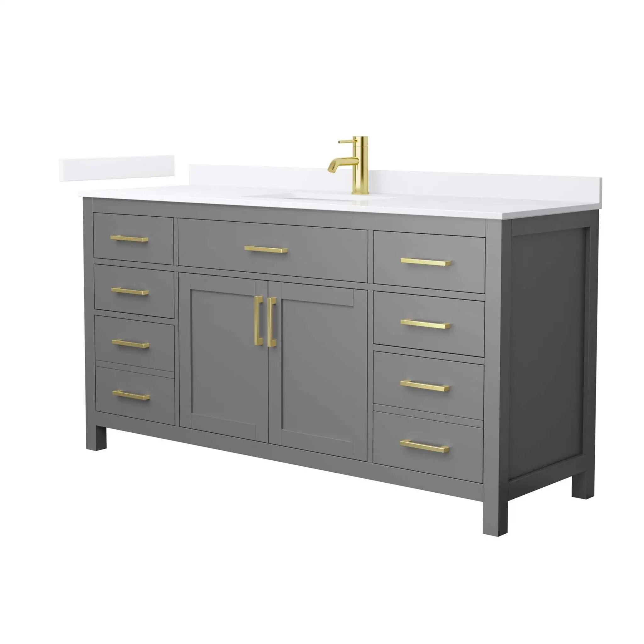66" Beckett Single Bathroom Vanity in Dark Gray with Brushed Gold Trim by Wyndham