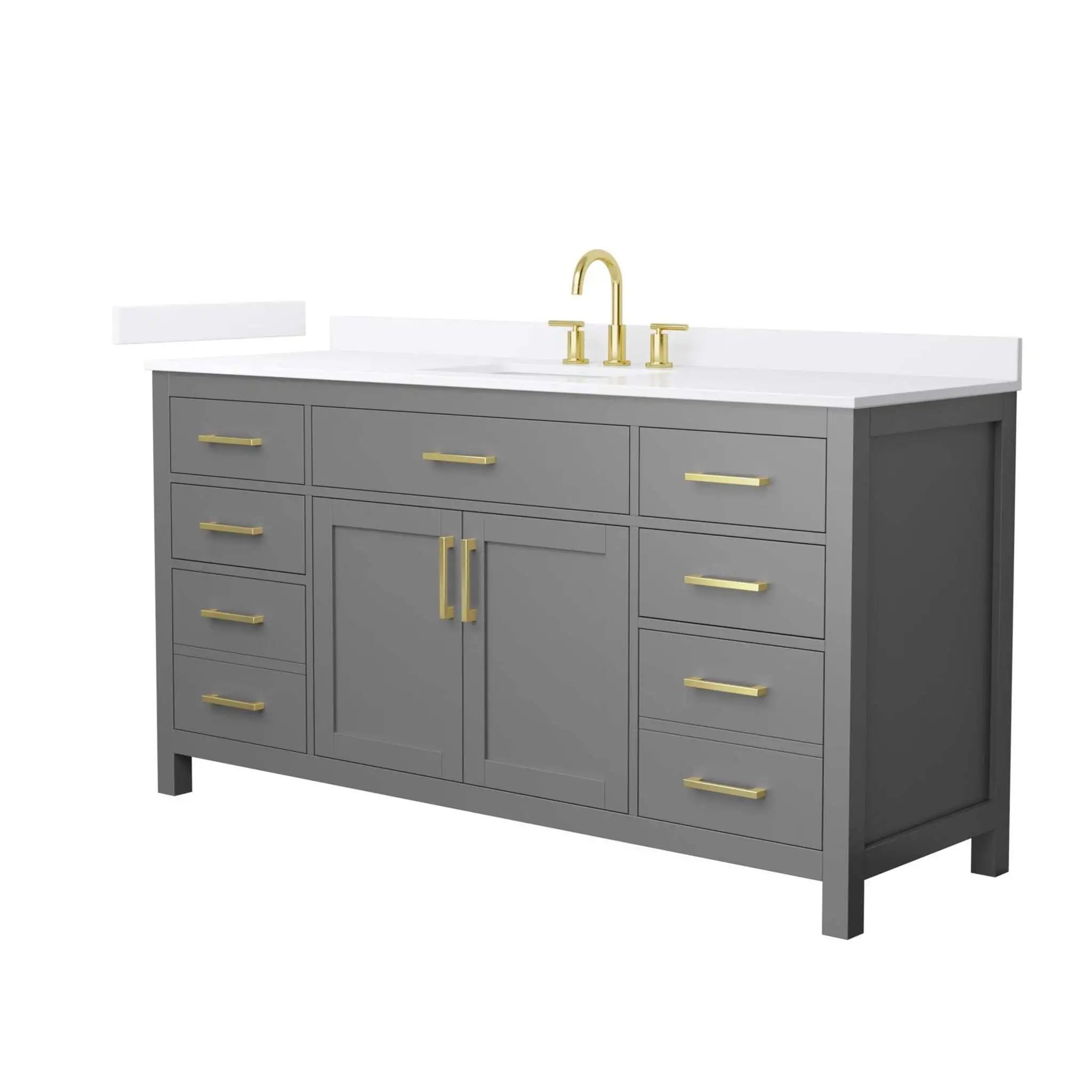 66" Beckett Single Bathroom Vanity in Dark Gray with Brushed Gold Trim by Wyndham