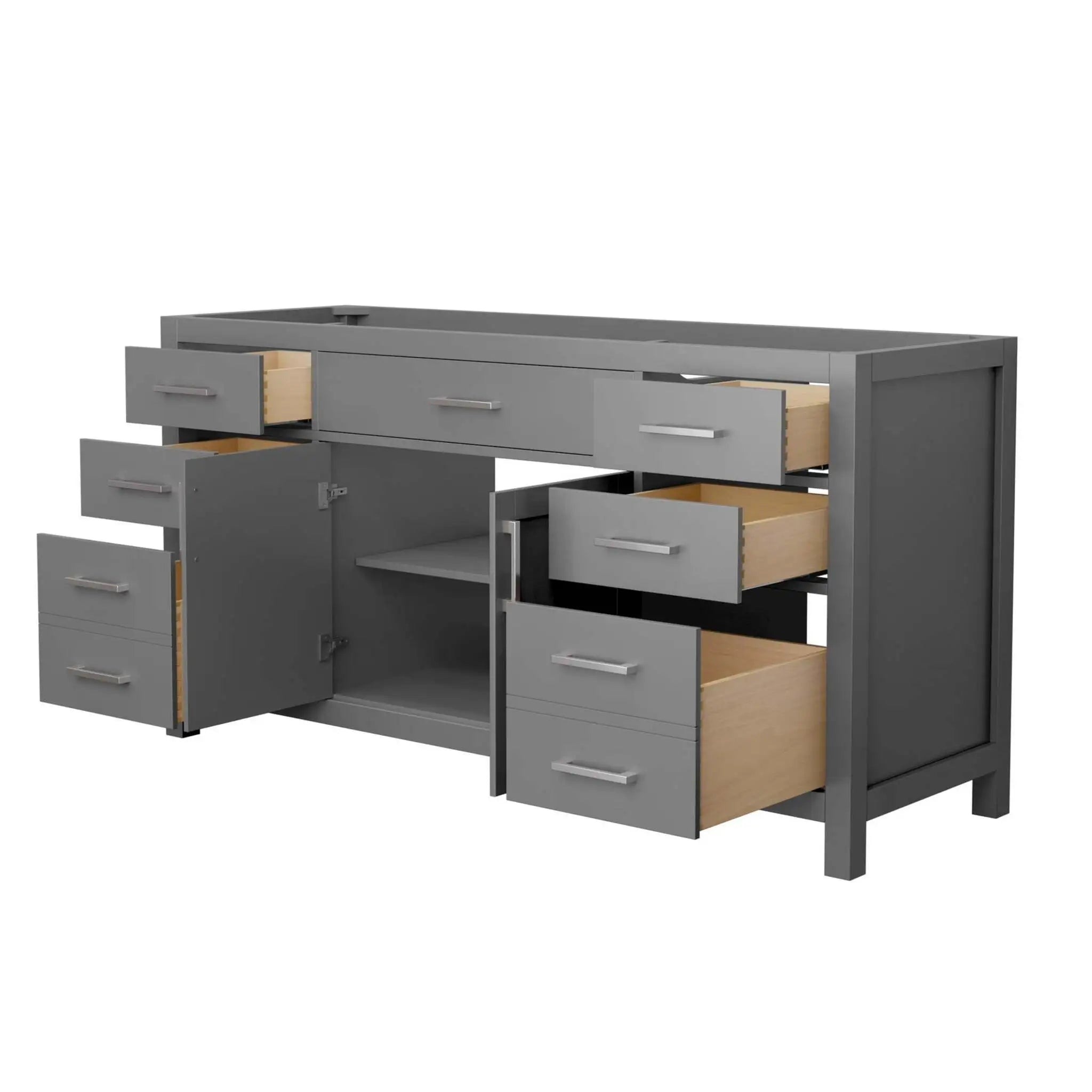 66" Beckett Single Bathroom Vanity in Dark Gray with Brushed Nickel Trim by Wyndham