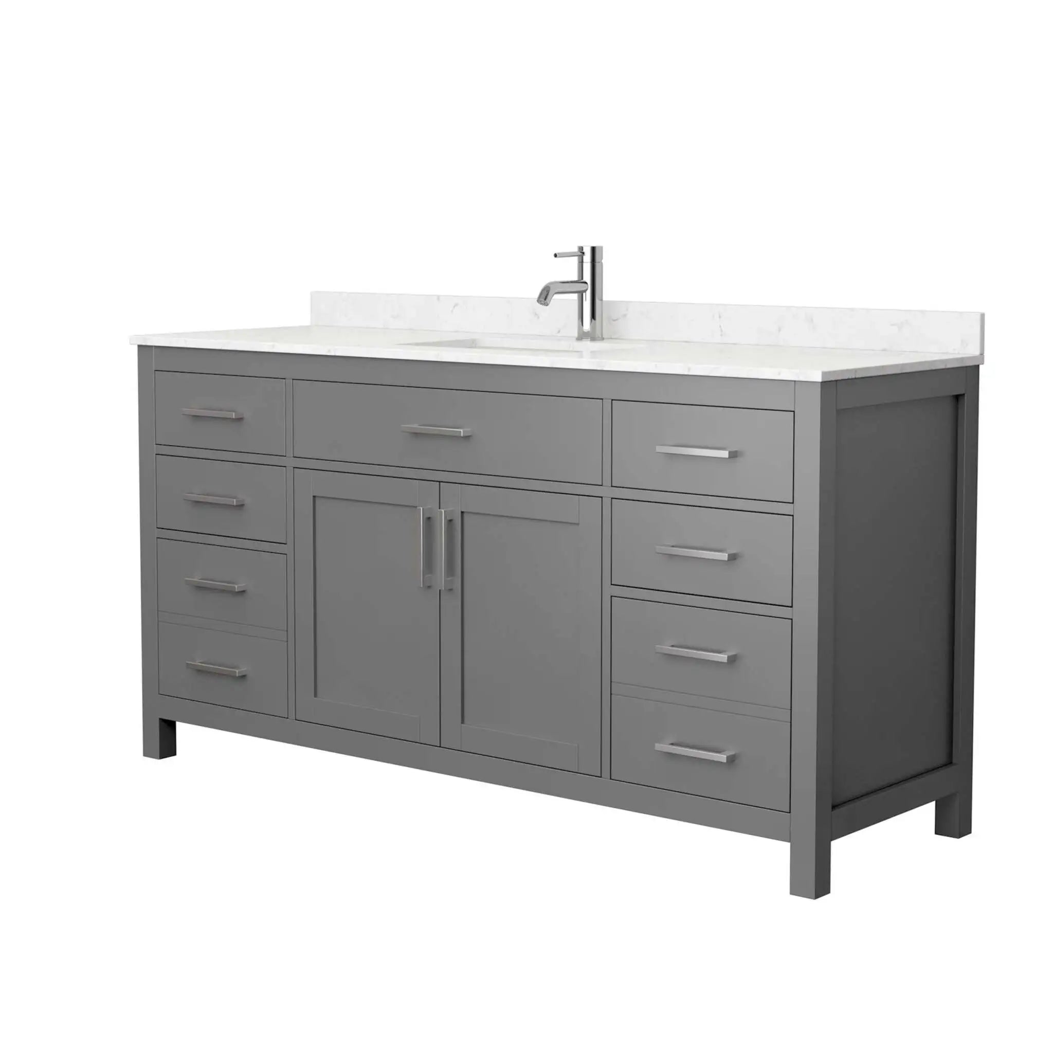66" Beckett Single Bathroom Vanity in Dark Gray with Brushed Nickel Trim by Wyndham