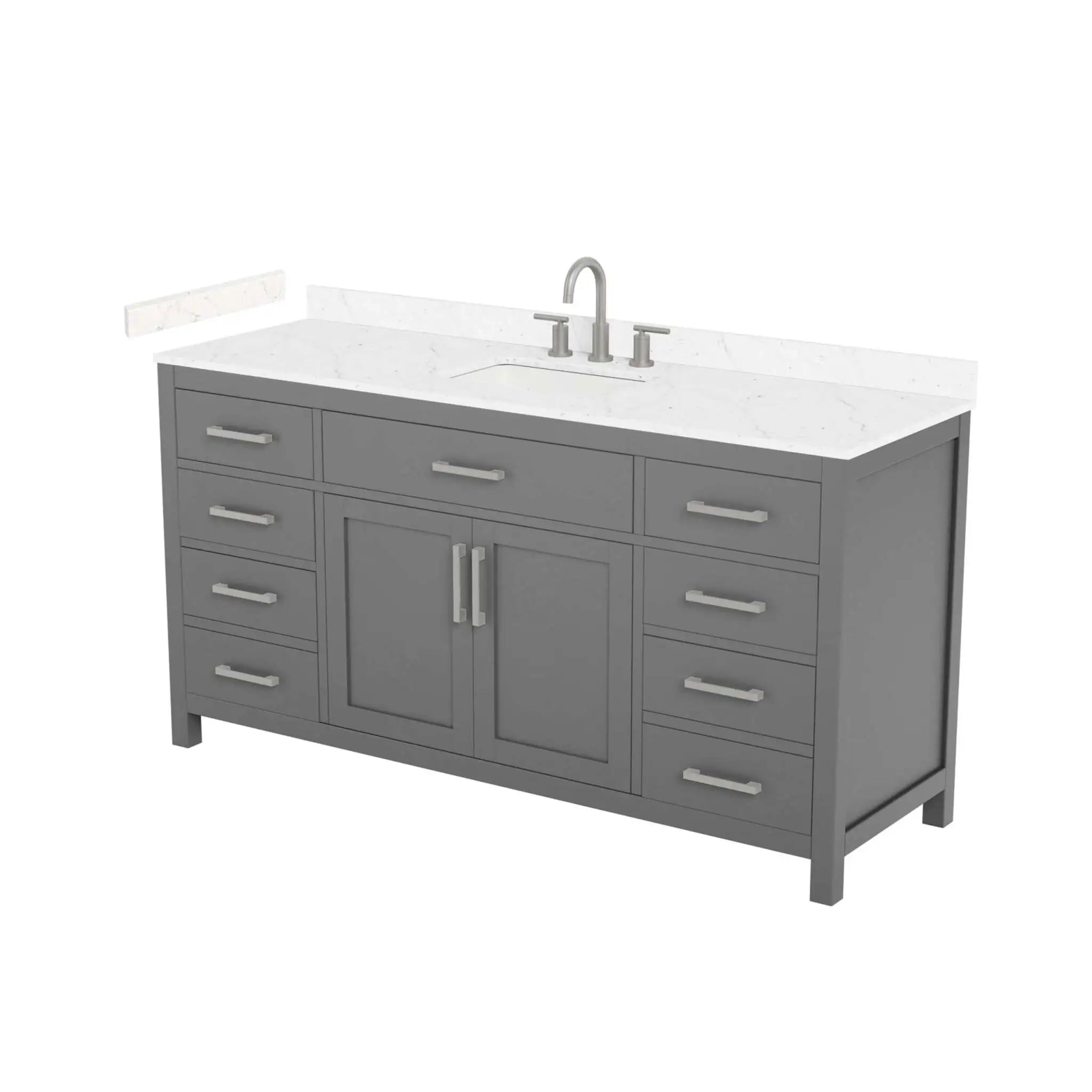 66" Beckett Single Bathroom Vanity in Dark Gray with Brushed Nickel Trim by Wyndham