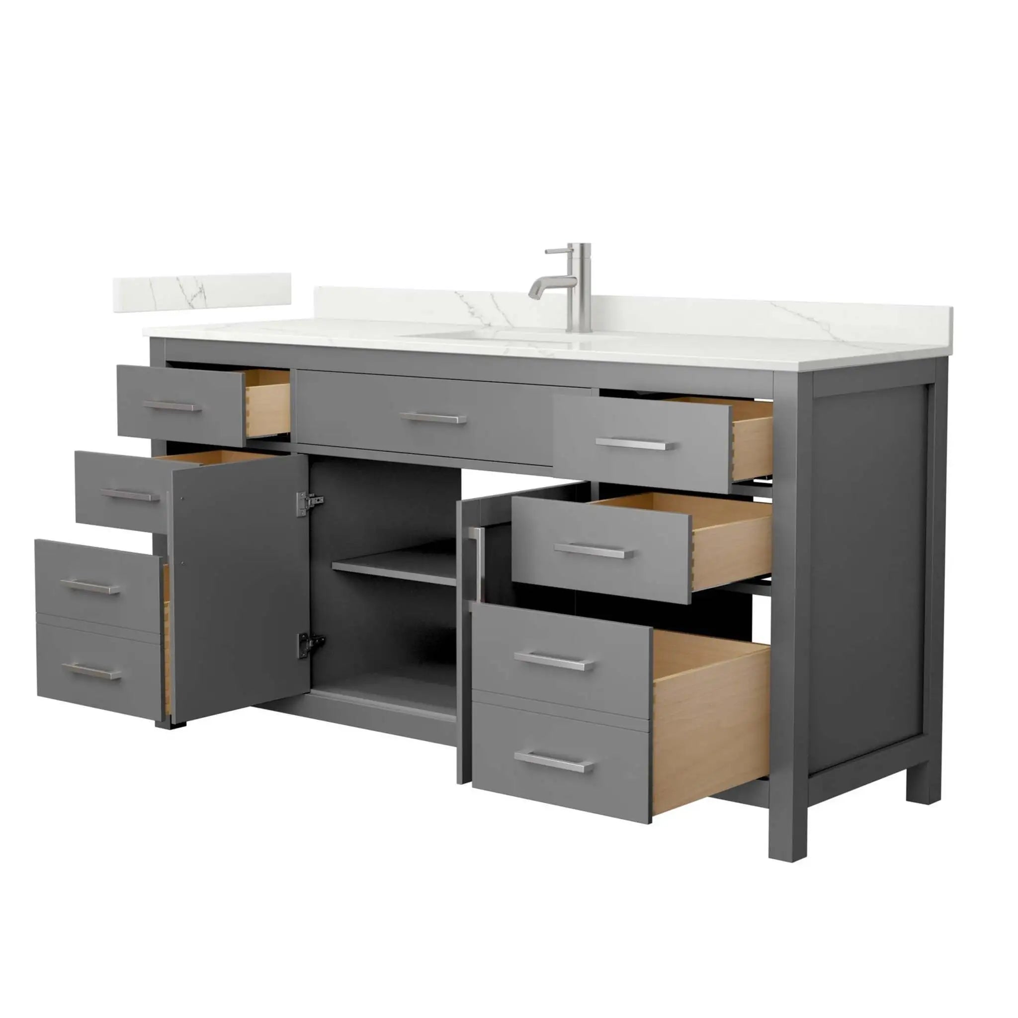 66" Beckett Single Bathroom Vanity in Dark Gray with Brushed Nickel Trim by Wyndham
