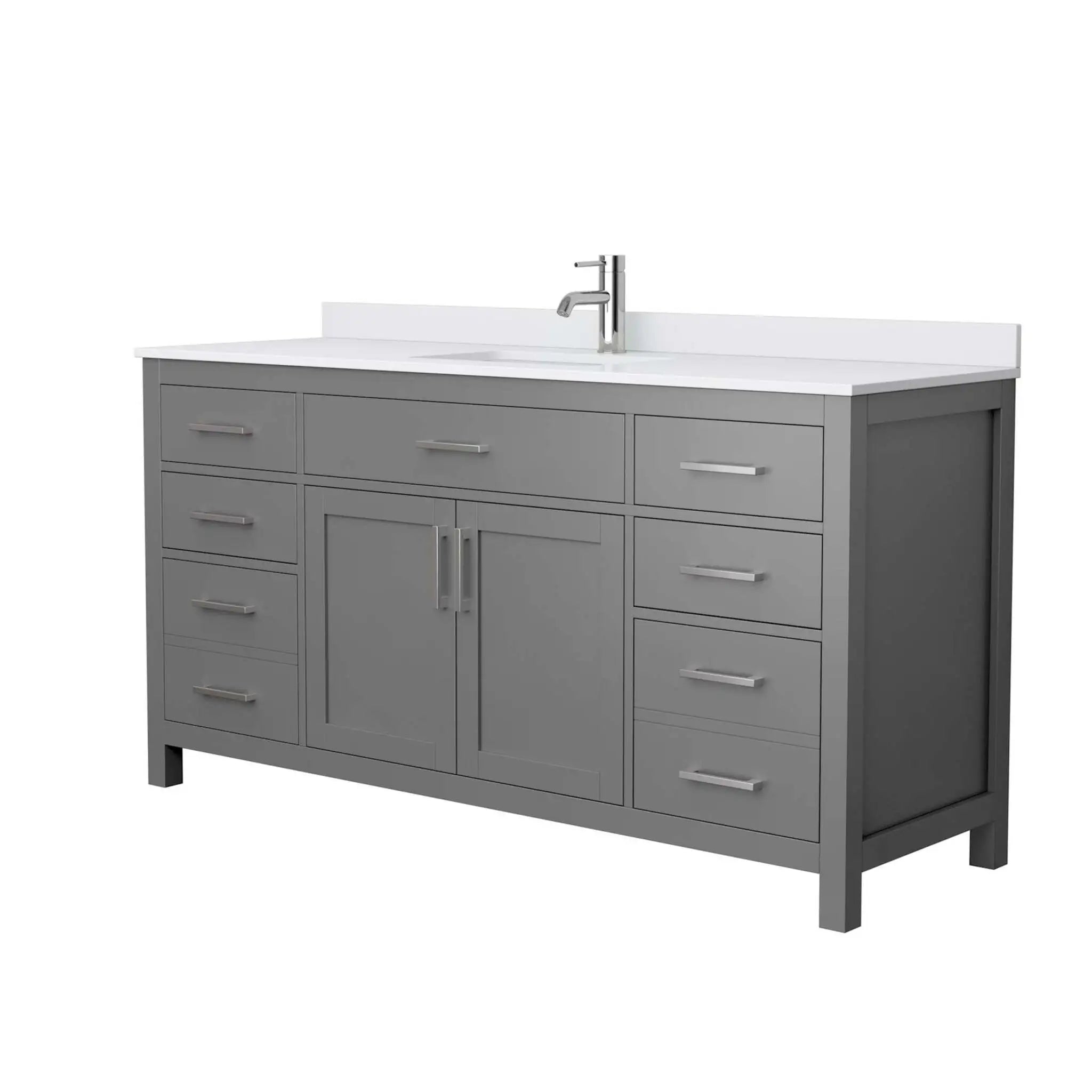66" Beckett Single Bathroom Vanity in Dark Gray with Brushed Nickel Trim by Wyndham