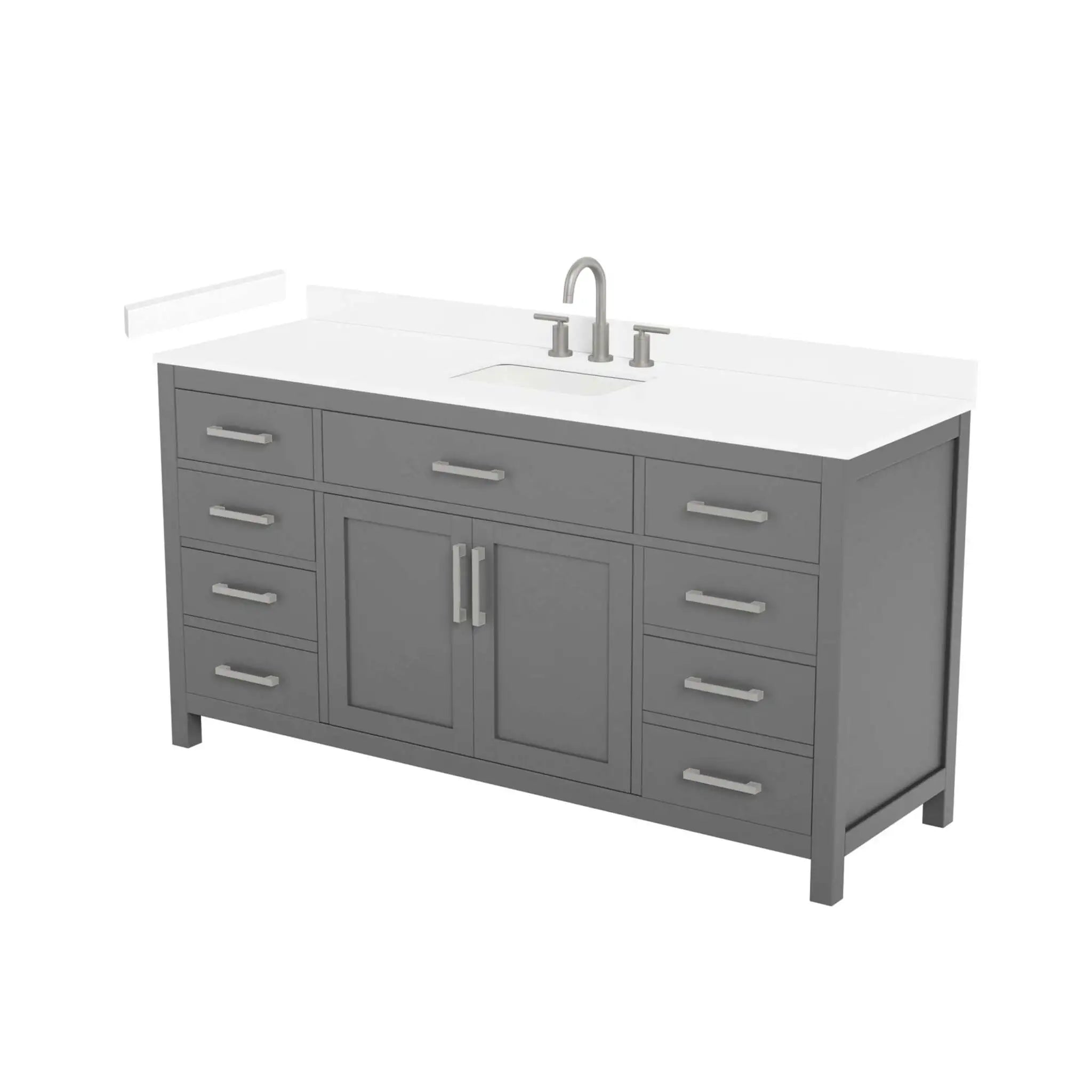 66" Beckett Single Bathroom Vanity in Dark Gray with Brushed Nickel Trim by Wyndham