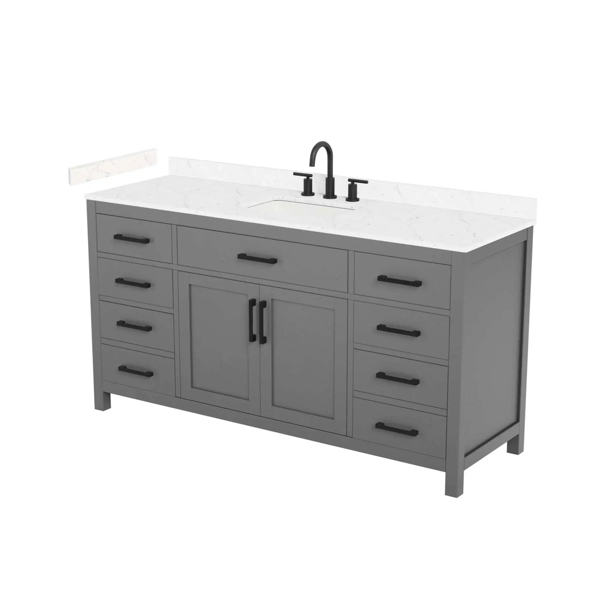 66" Beckett Single Bathroom Vanity in Dark Gray with Matte Black Trim by Wyndham
