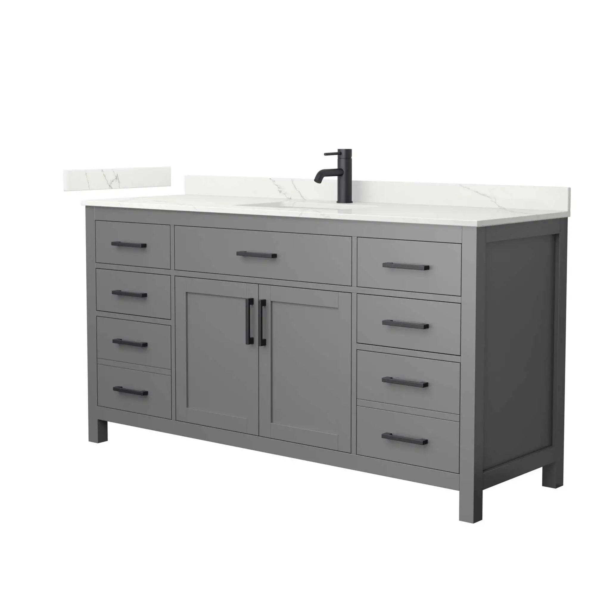 66" Beckett Single Bathroom Vanity in Dark Gray with Matte Black Trim by Wyndham