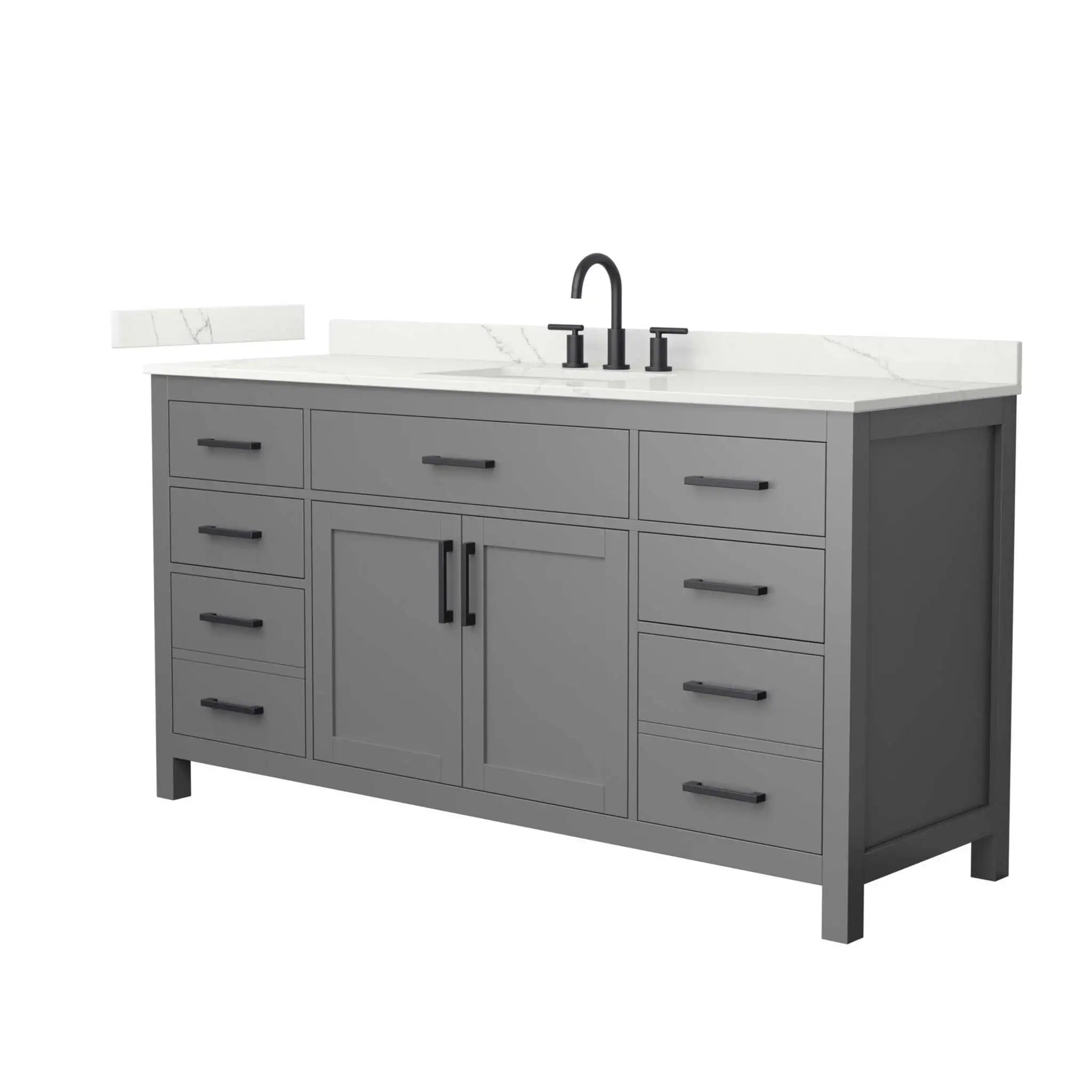 66" Beckett Single Bathroom Vanity in Dark Gray with Matte Black Trim by Wyndham
