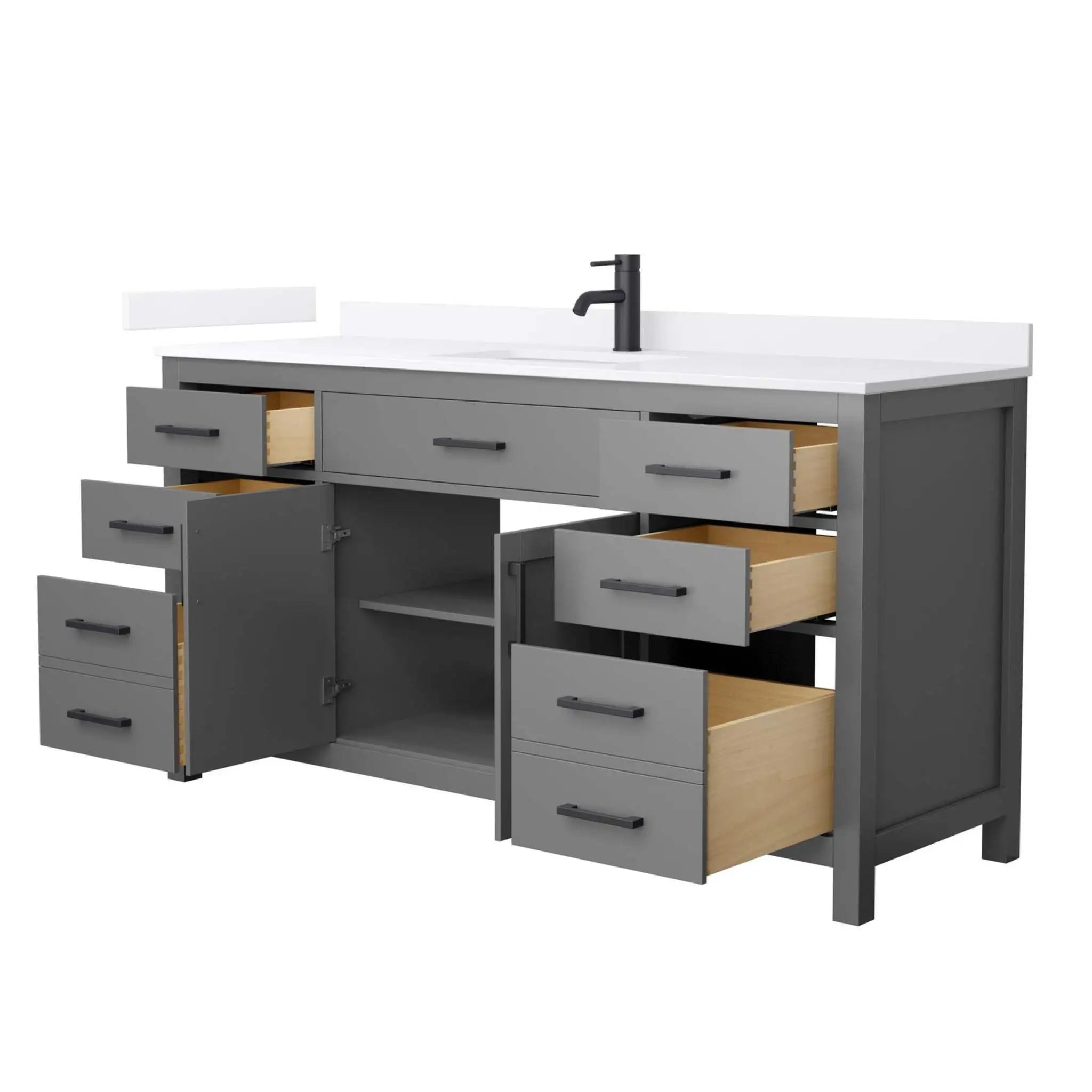 66" Beckett Single Bathroom Vanity in Dark Gray with Matte Black Trim by Wyndham