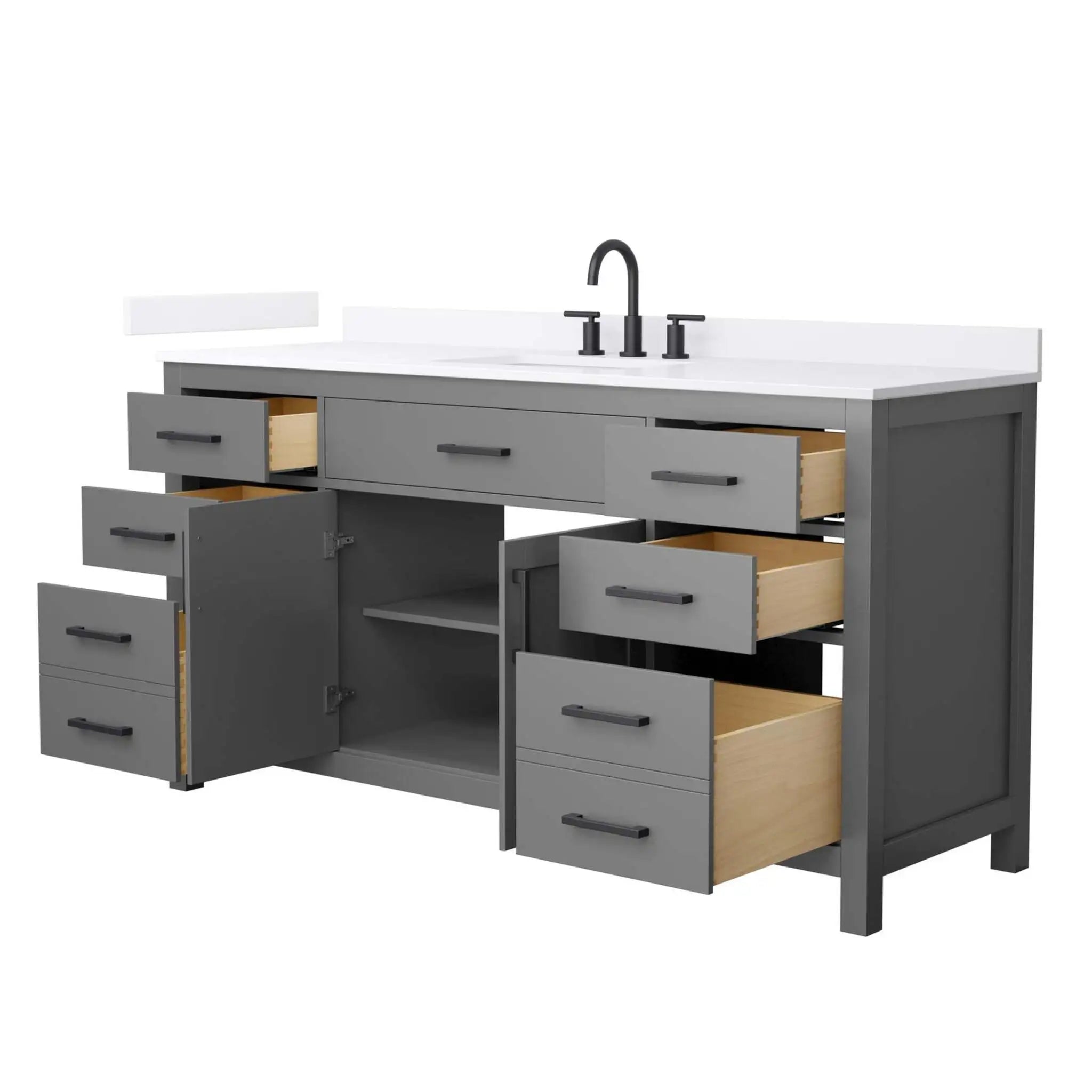66" Beckett Single Bathroom Vanity in Dark Gray with Matte Black Trim by Wyndham