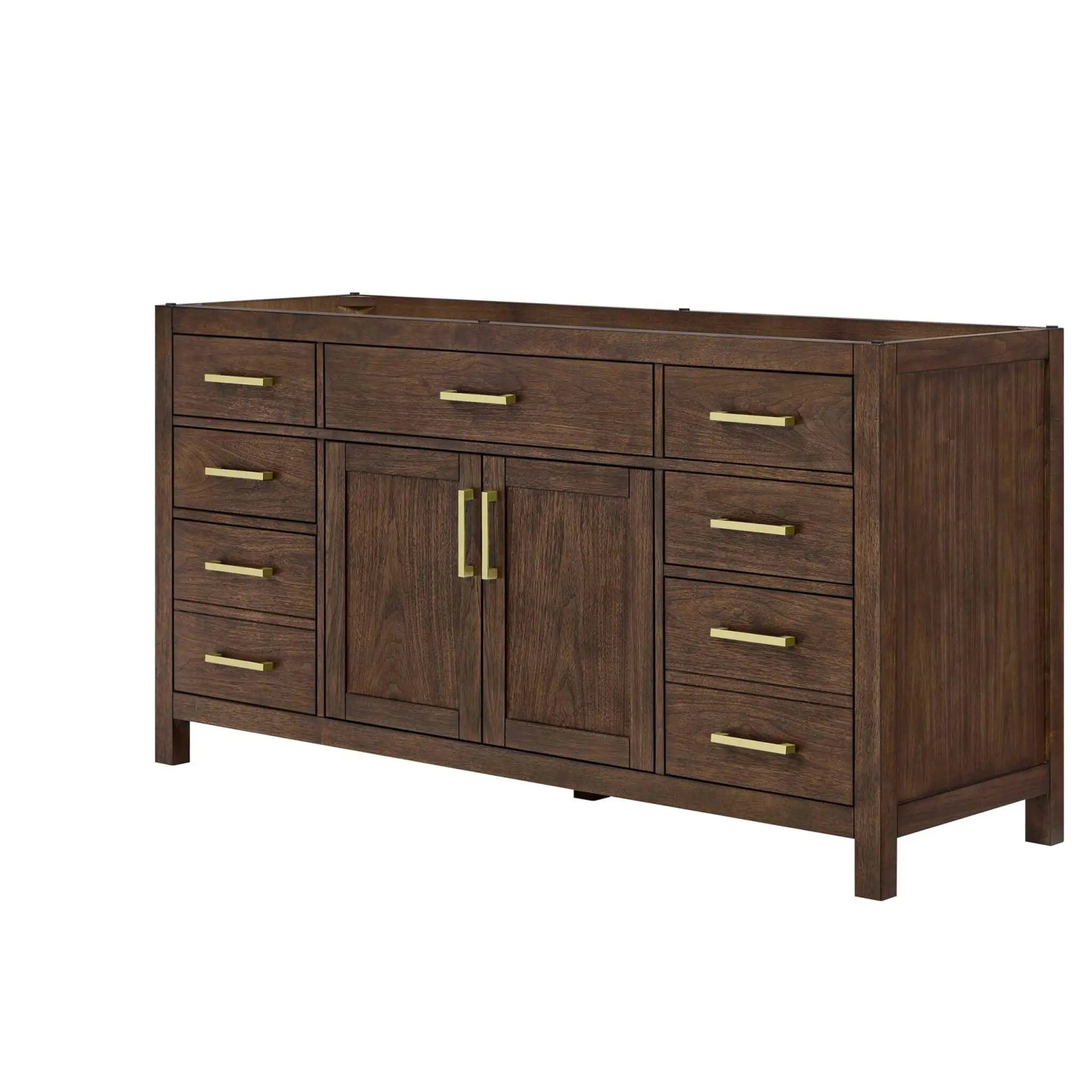 66" Beckett Single Bathroom Vanity in Dark Walnut with Brushed Gold Trim by Wyndham