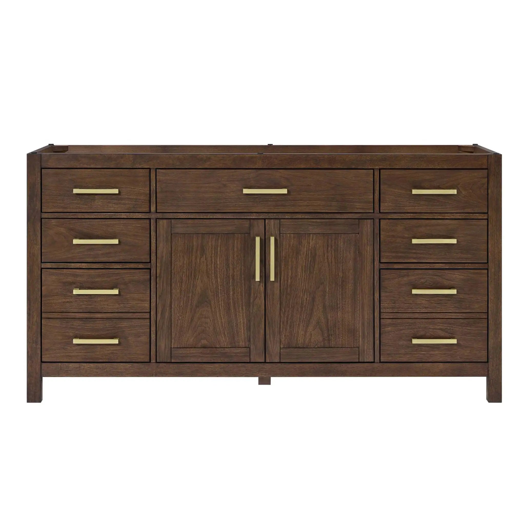 66" Beckett Single Bathroom Vanity in Dark Walnut with Brushed Gold Trim by Wyndham
