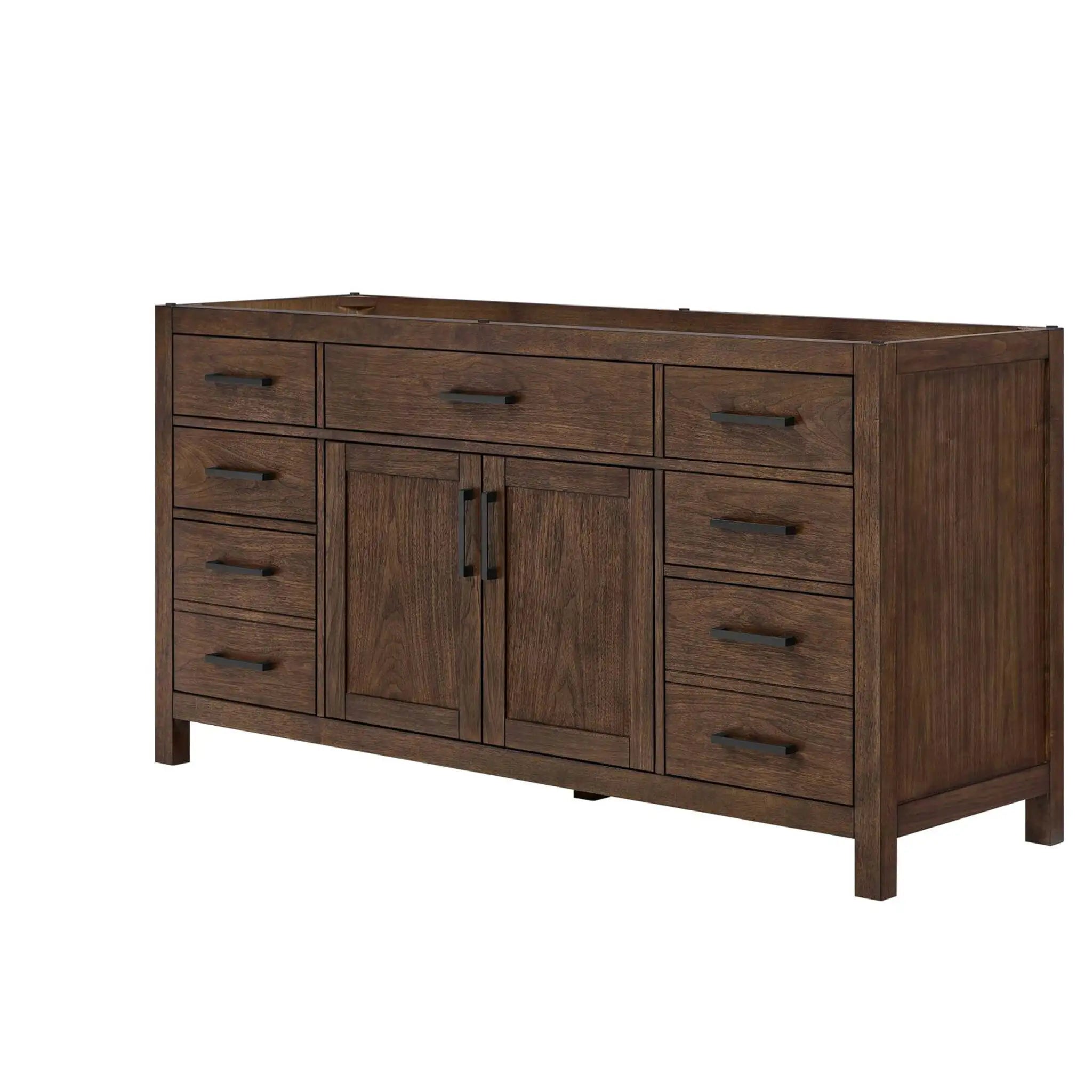 66" Beckett Single Bathroom Vanity in Dark Walnut with Matte Black Trim by Wyndham