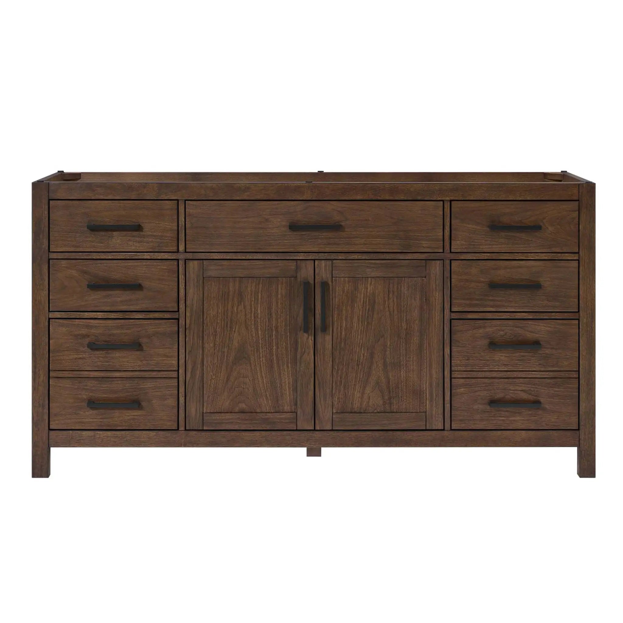 66" Beckett Single Bathroom Vanity in Dark Walnut with Matte Black Trim by Wyndham