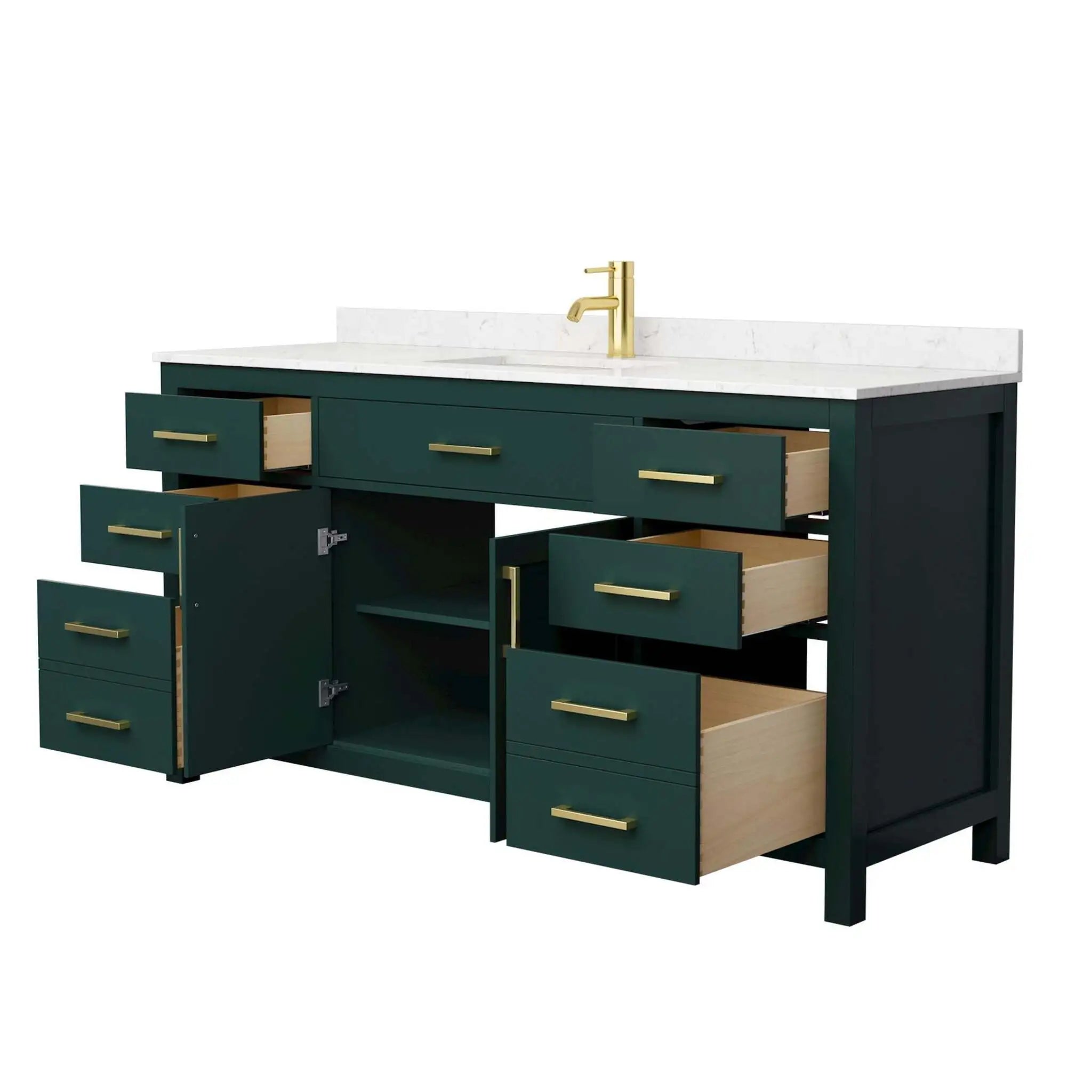 66" Beckett Single Bathroom Vanity in Green with Brushed Gold Trim by Wyndham