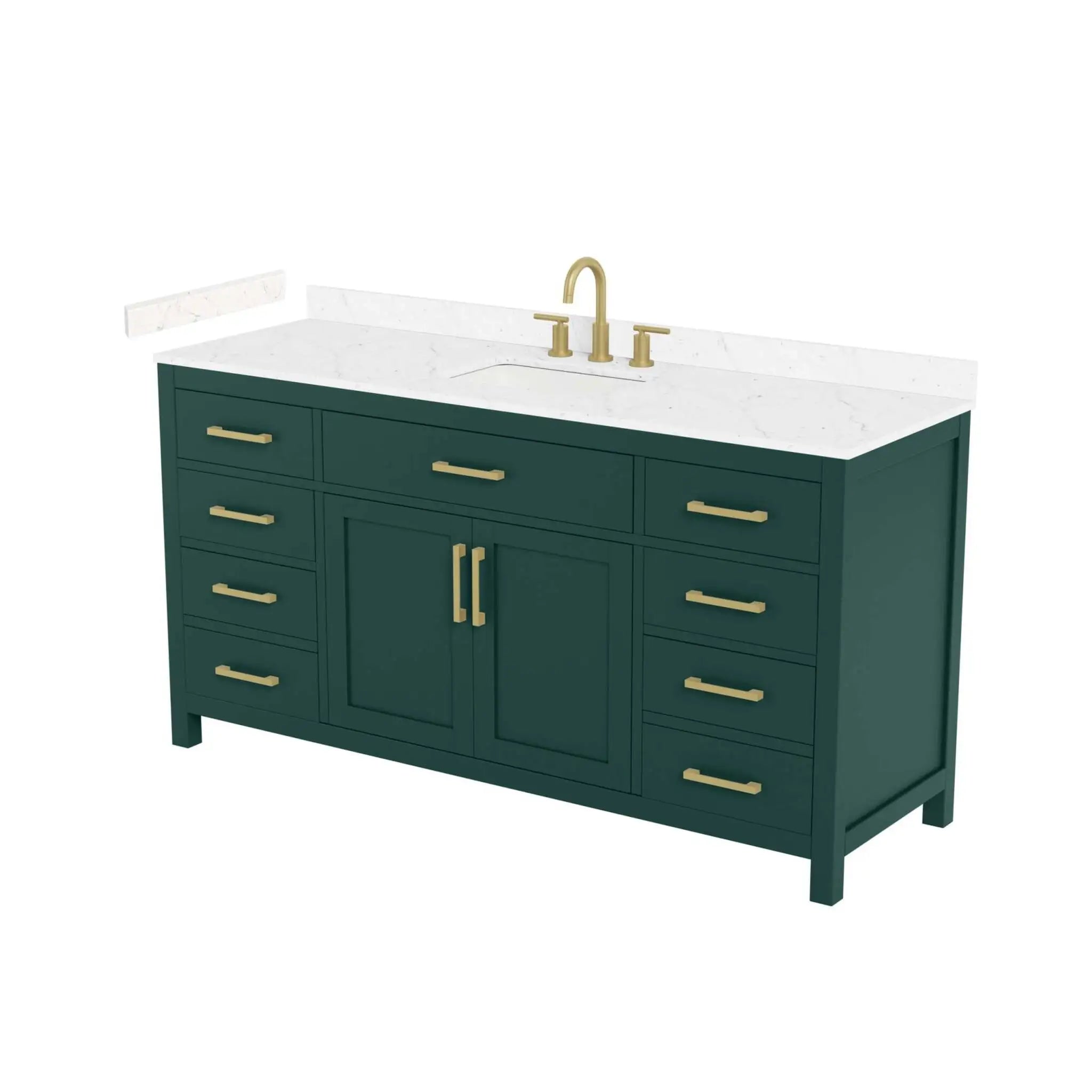 66" Beckett Single Bathroom Vanity in Green with Brushed Gold Trim by Wyndham