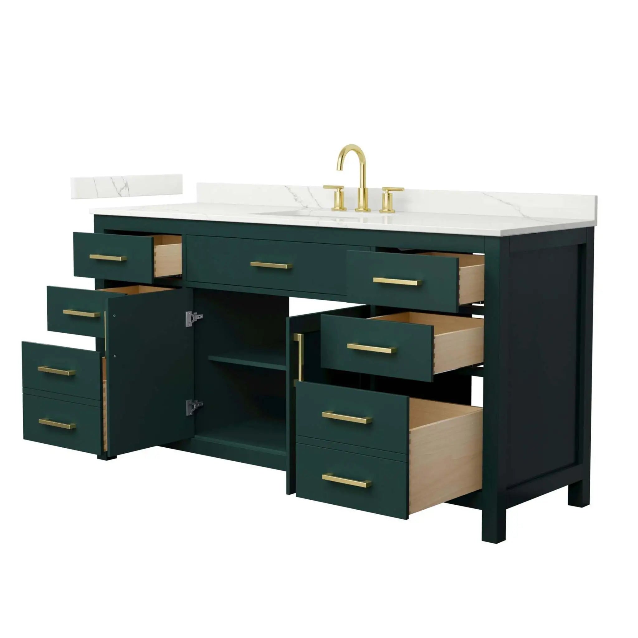 66" Beckett Single Bathroom Vanity in Green with Brushed Gold Trim by Wyndham