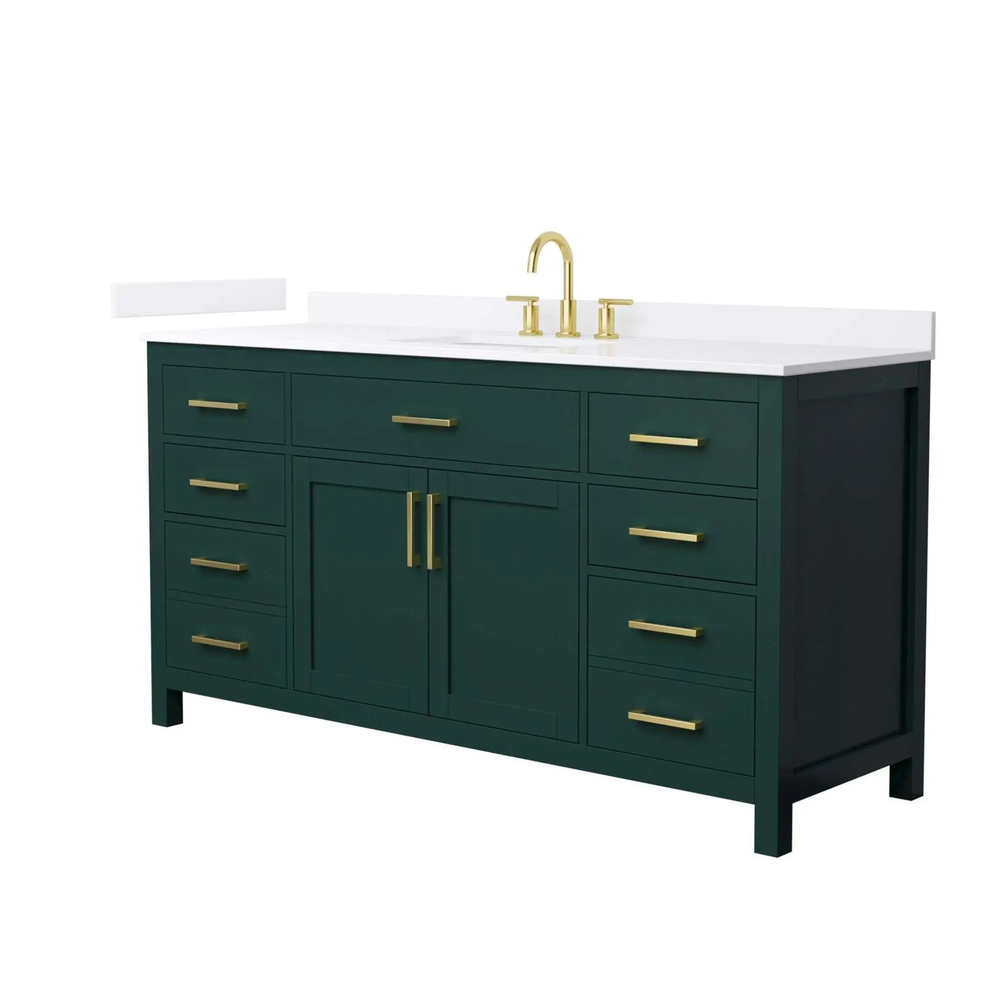 66" Beckett Single Bathroom Vanity in Green with Brushed Gold Trim by Wyndham
