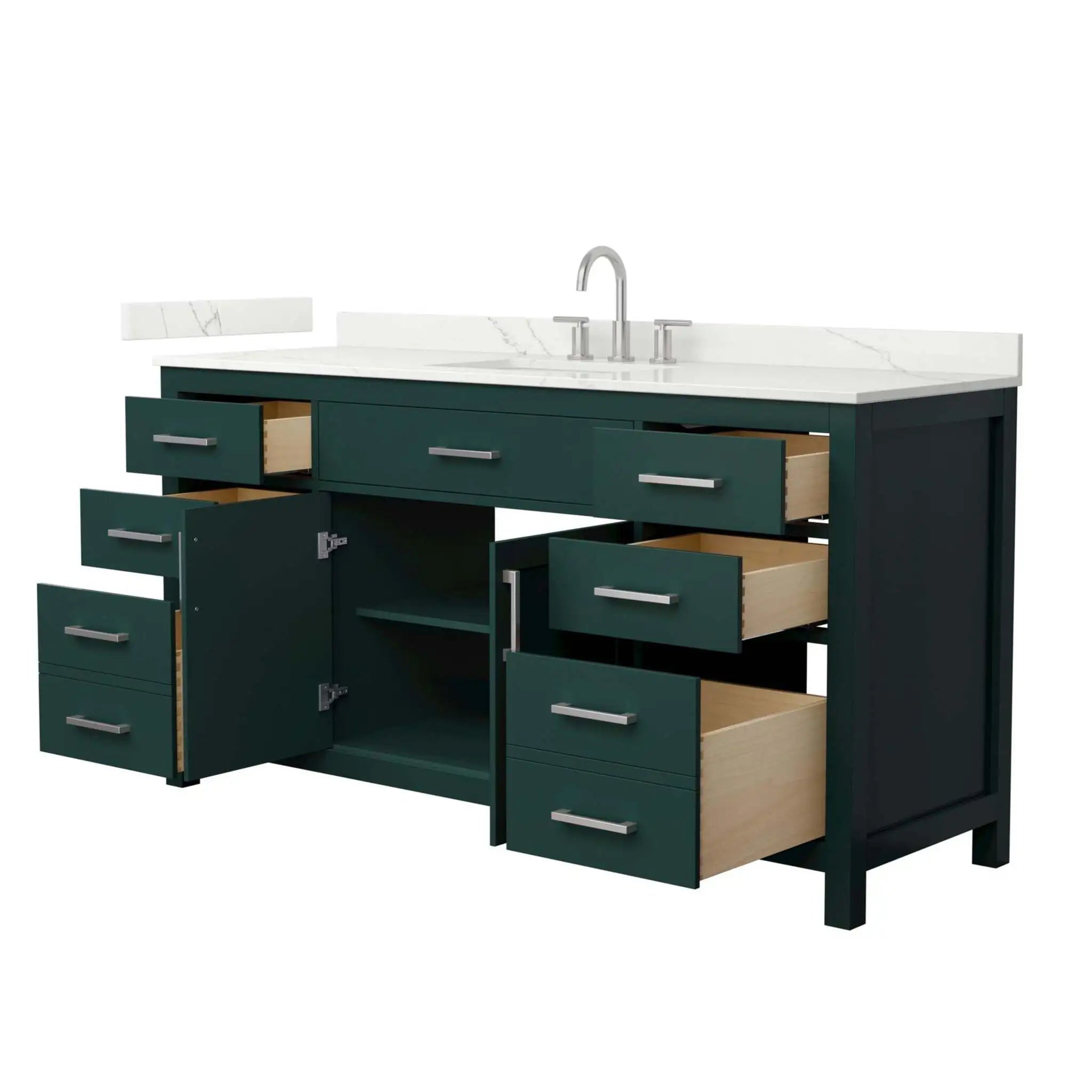66" Beckett Single Bathroom Vanity in Green with Brushed Nickel Trim by Wyndham
