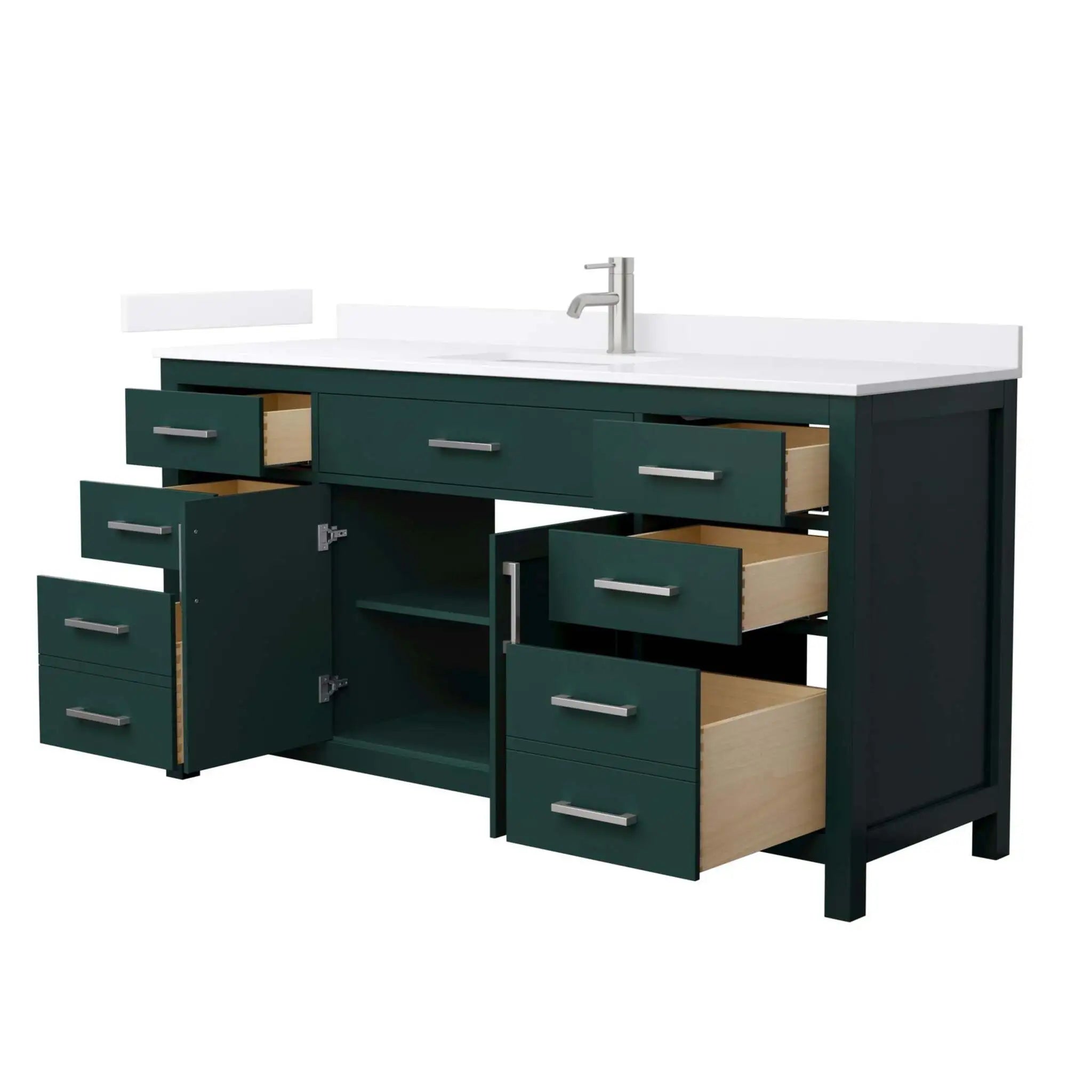 66" Beckett Single Bathroom Vanity in Green with Brushed Nickel Trim by Wyndham